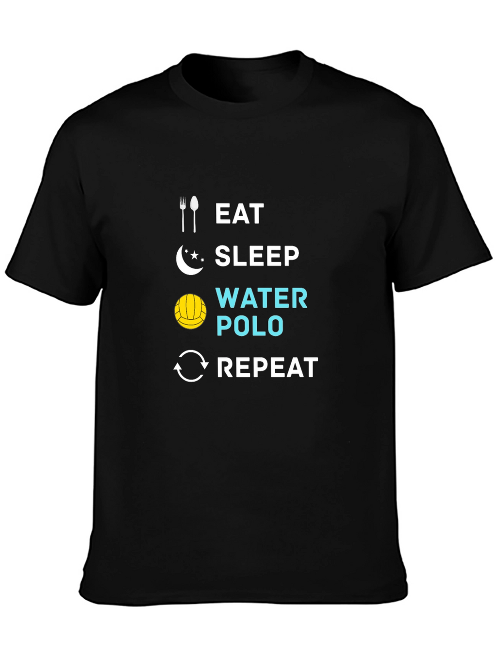 Eat Sleep Water Polo Repeat Black T-Shirt