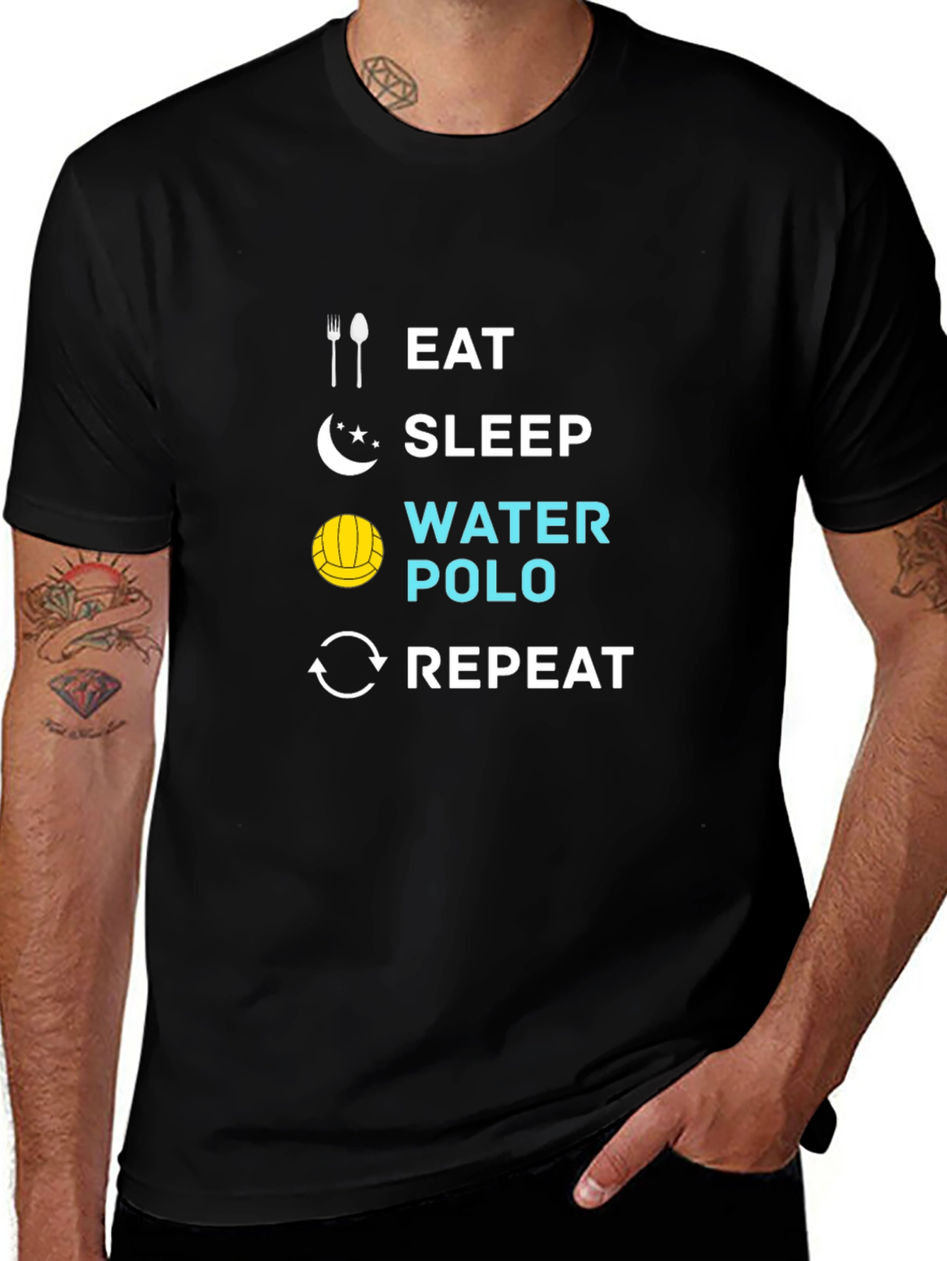 Eat Sleep Water Polo Repeat Black T-Shirt