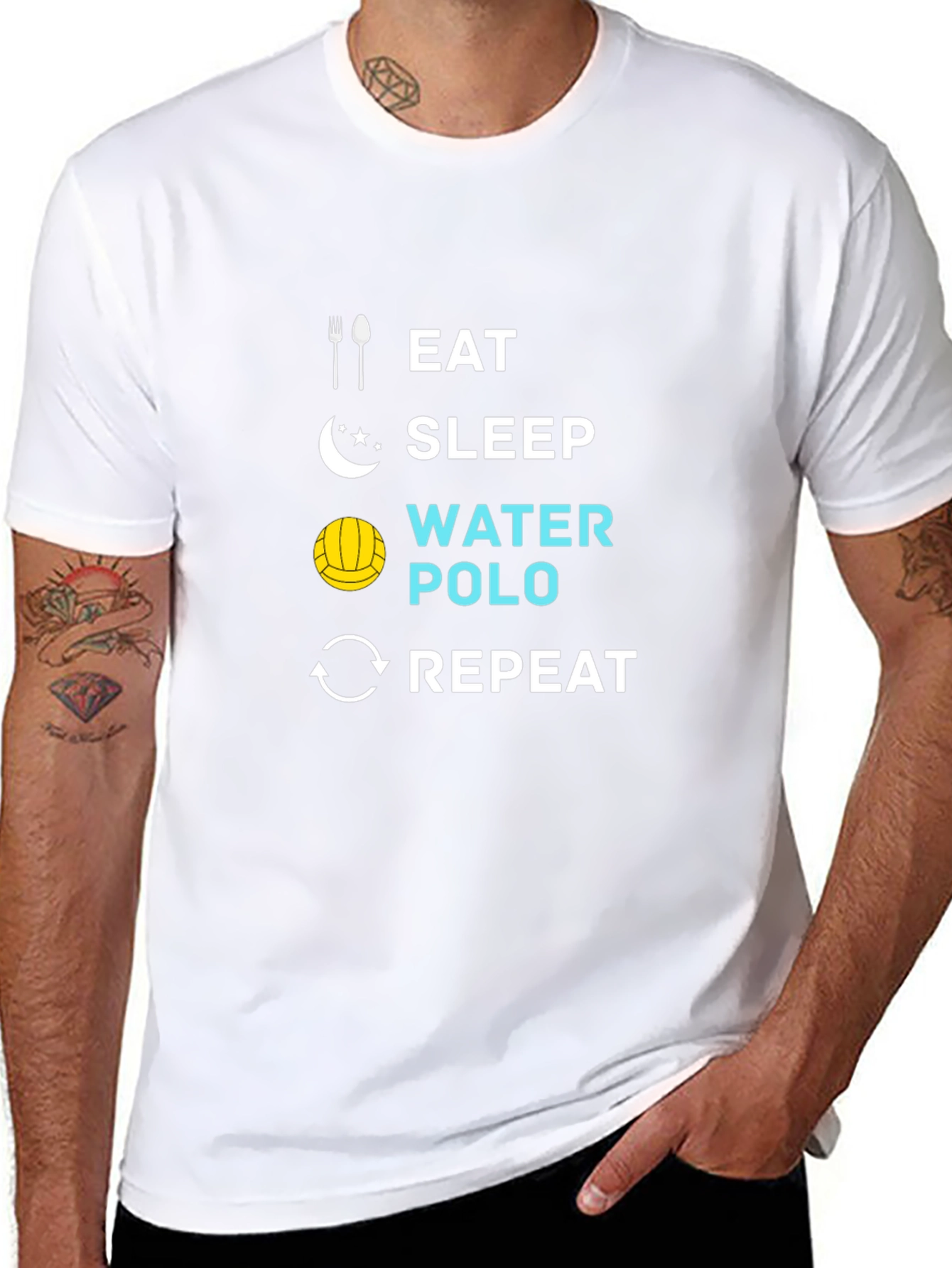 Eat Sleep Water Polo Repeat Black T-Shirt