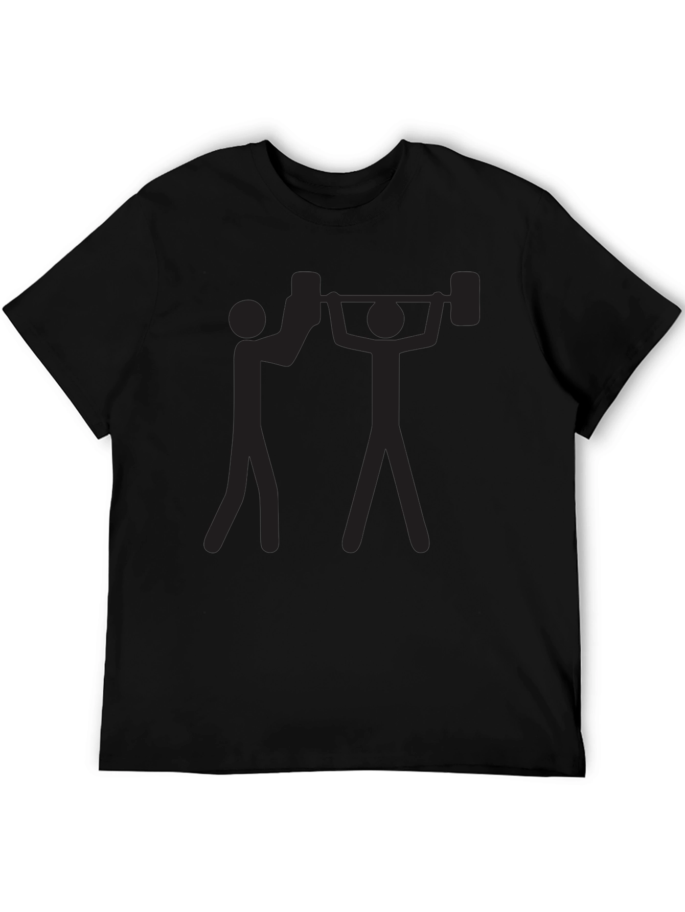 Funny Stick Figure Weightlifting Black T-Shirt
