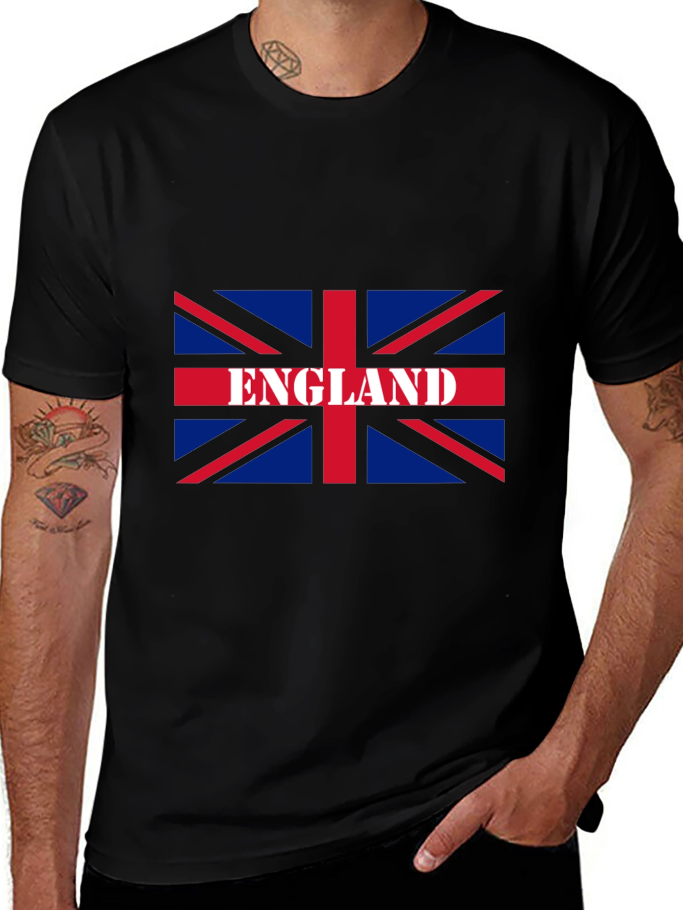 England Flag Graphic T-Shirt - Black