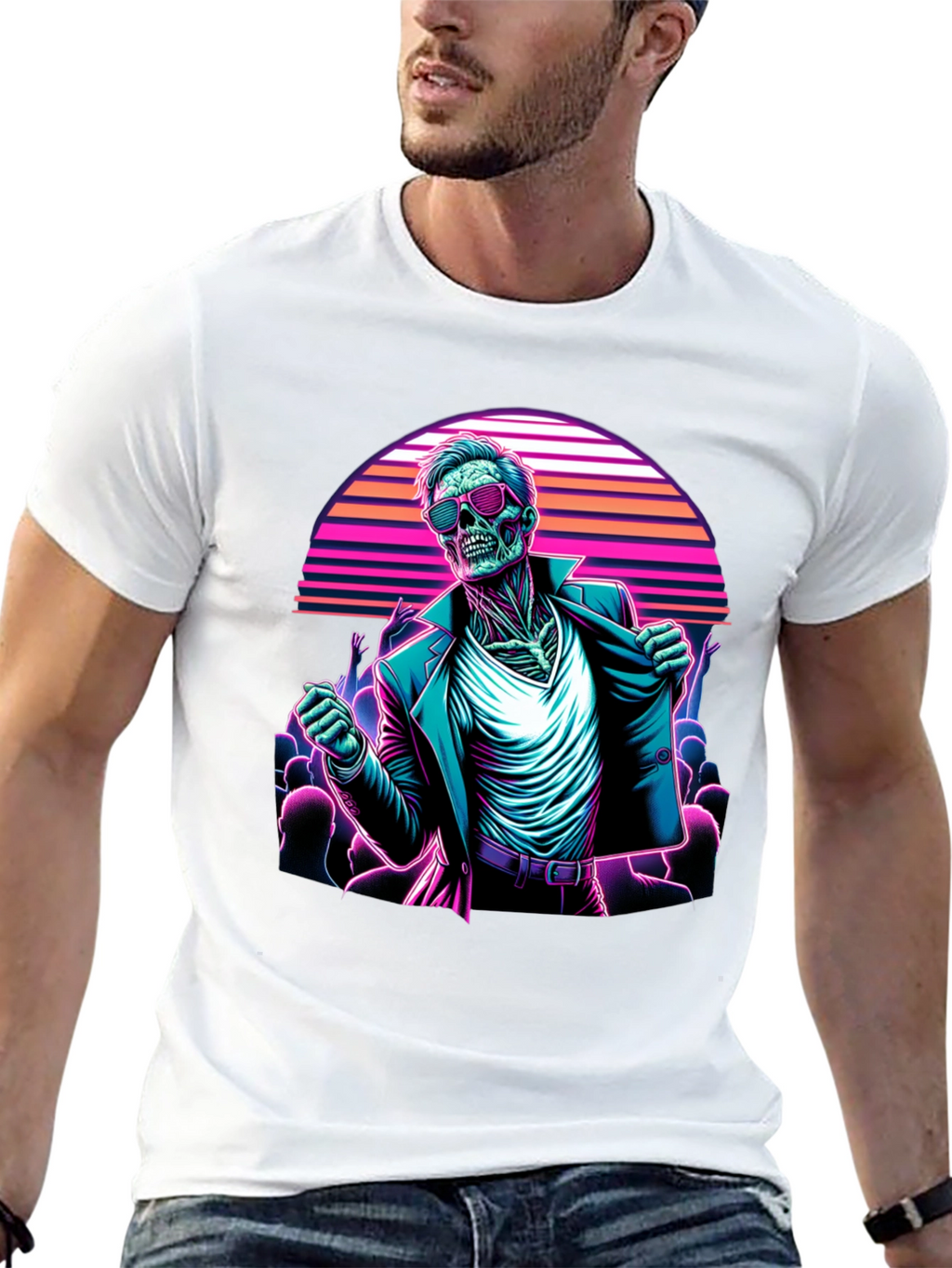 Retro Synthwave Zombie T-Shirt