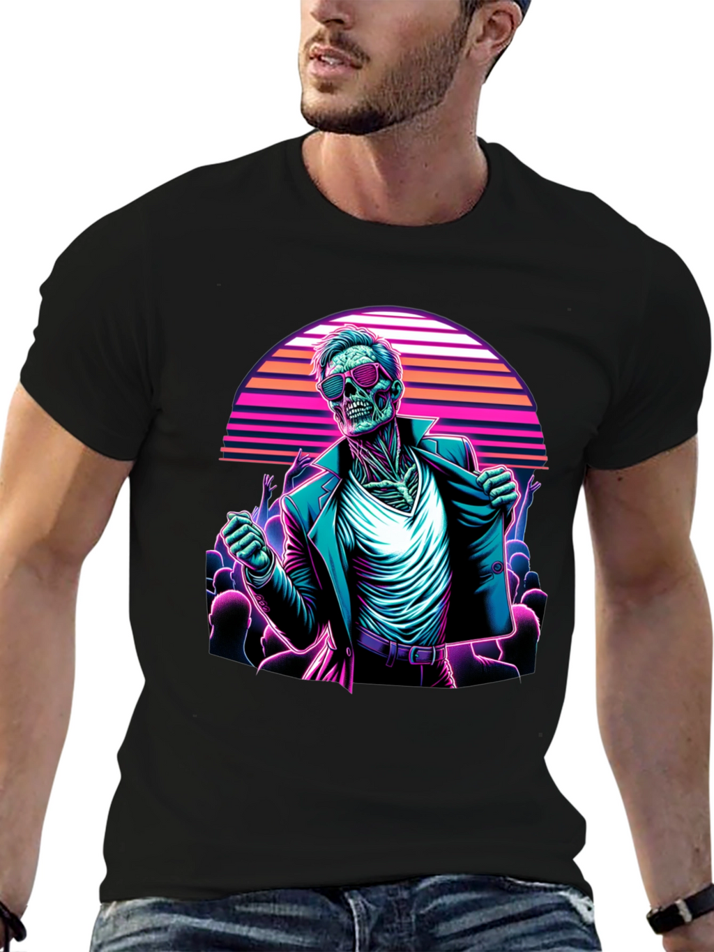 Retro Synthwave Zombie T-Shirt