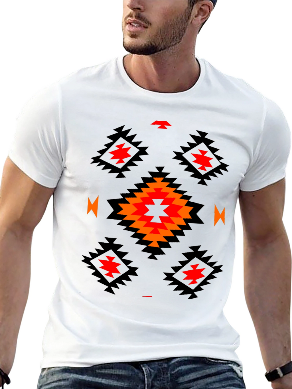 Aztec Tribal Print T-Shirt - Black