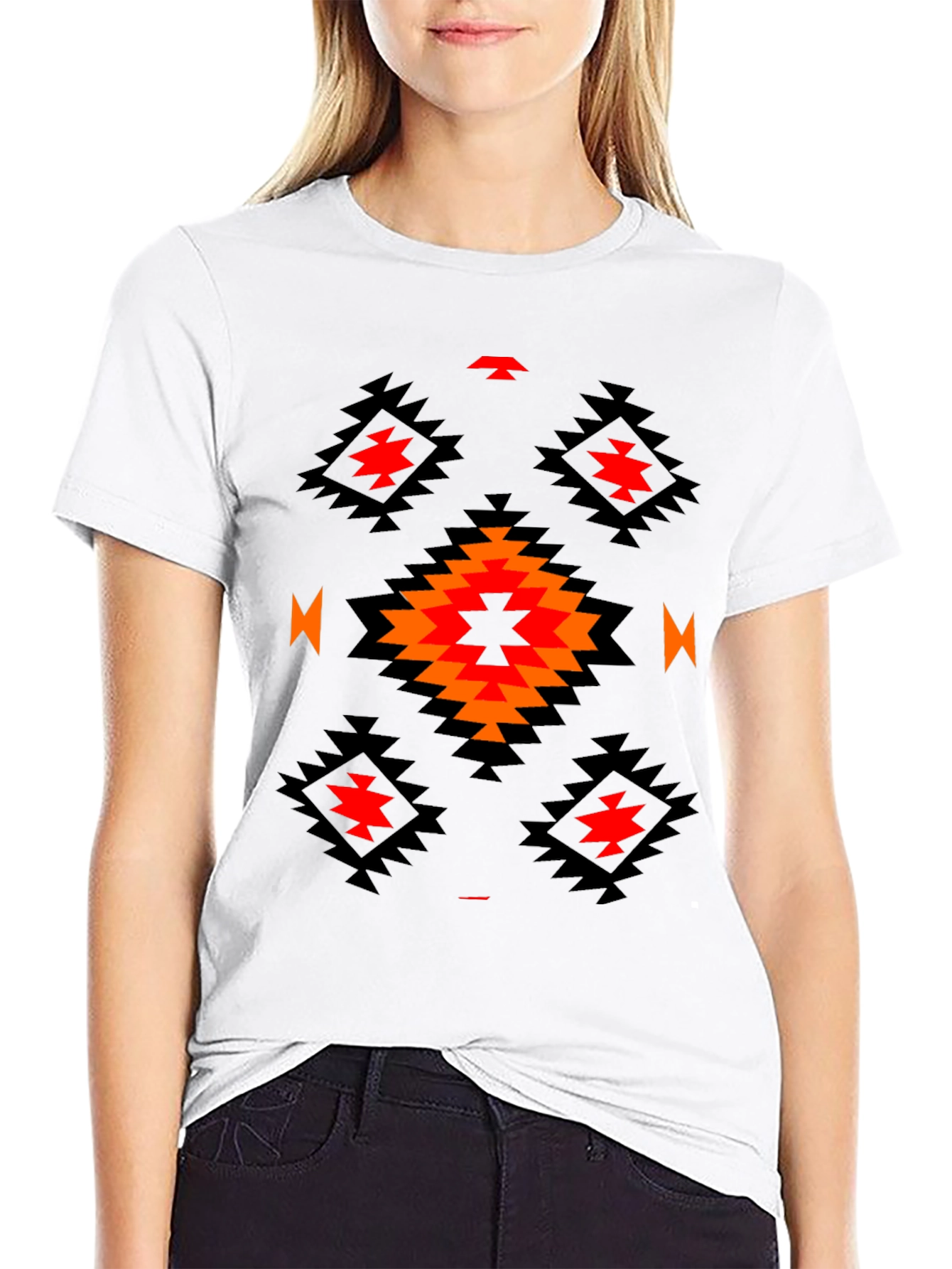 Aztec Tribal Print T-Shirt - Black