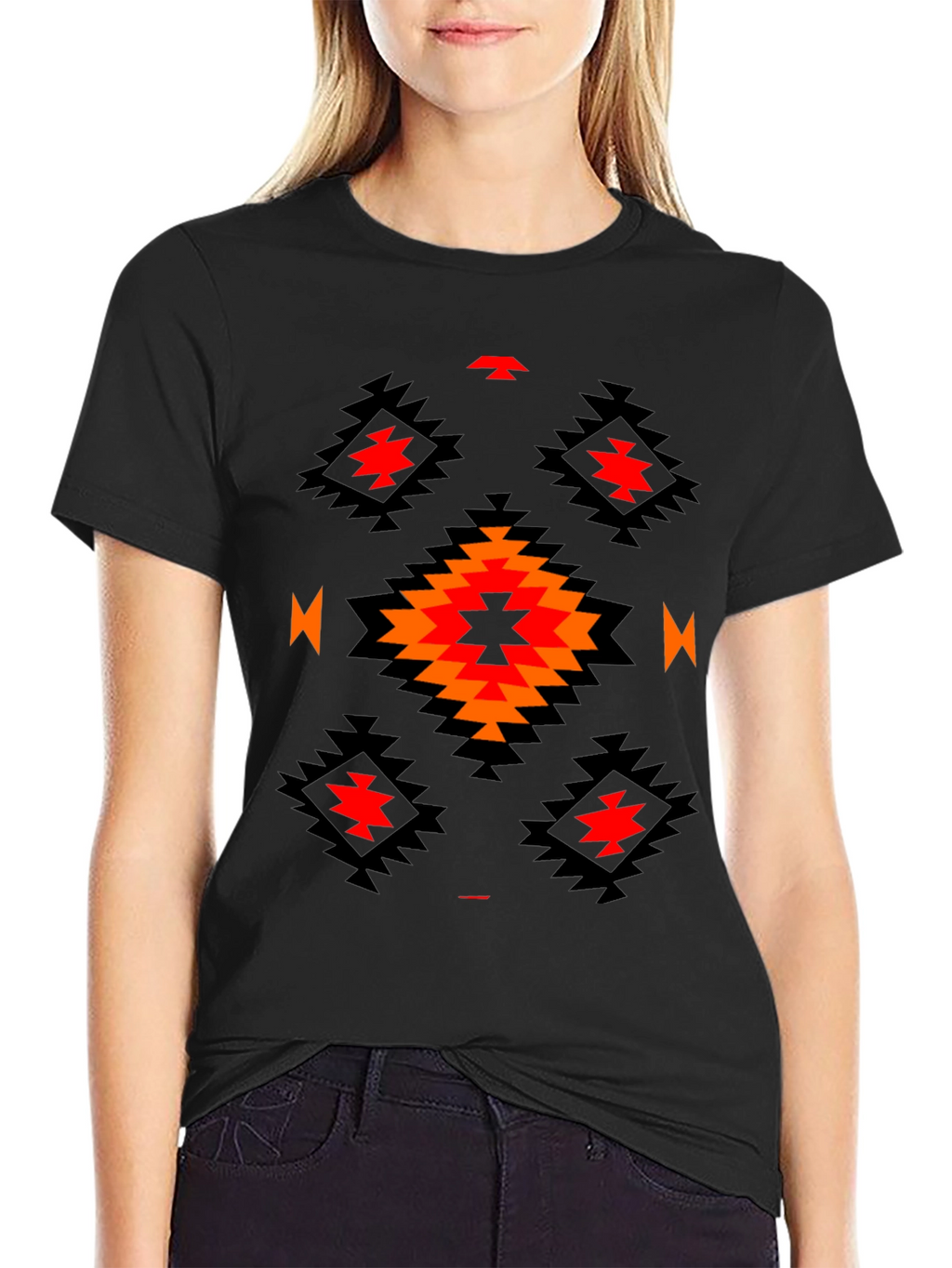 Aztec Tribal Print T-Shirt - Black