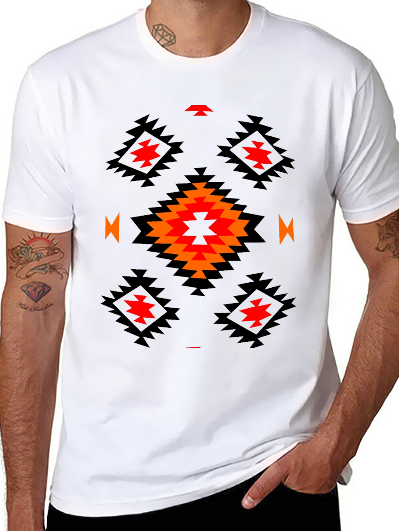 Aztec Tribal Print T-Shirt - Black