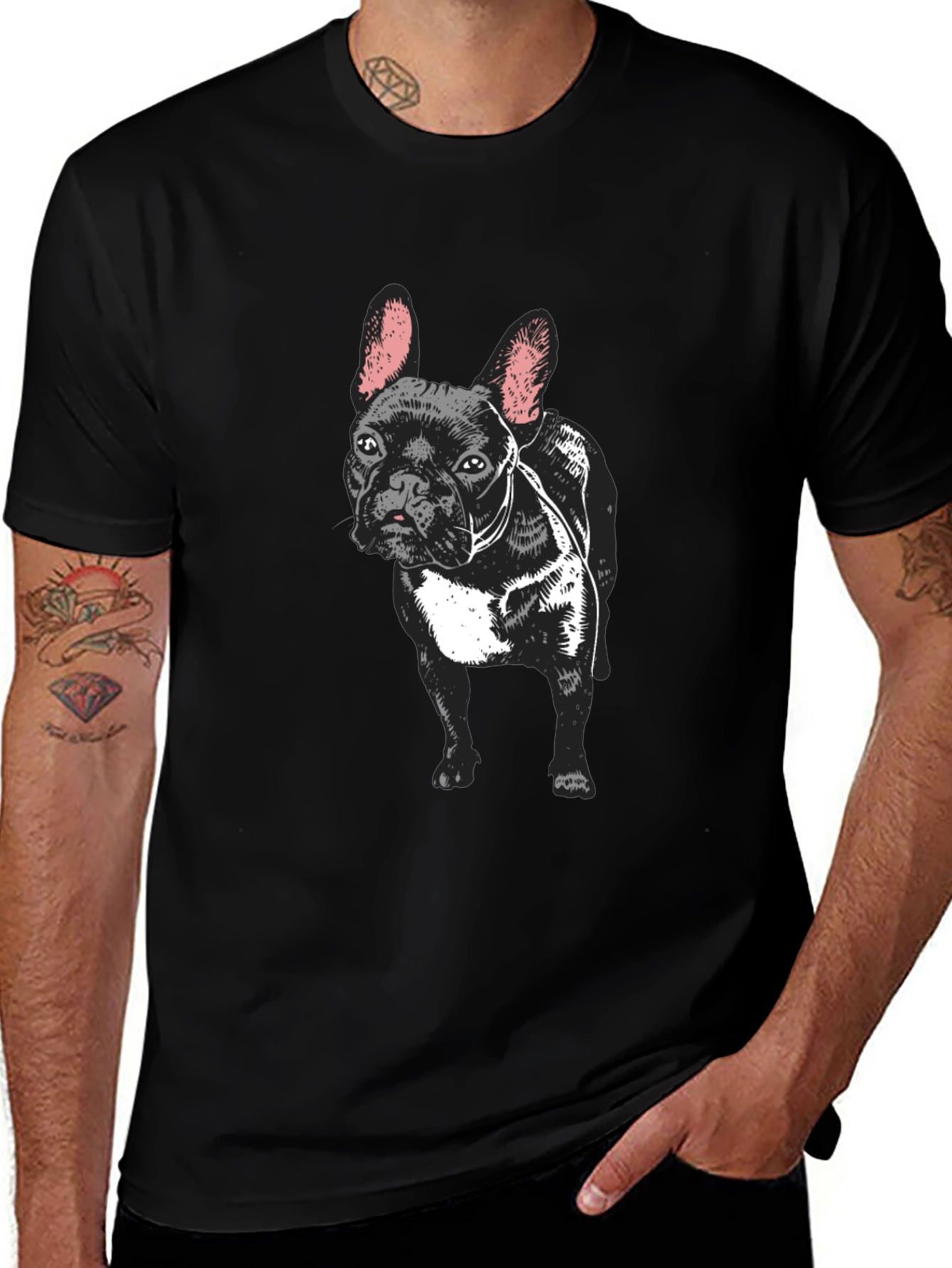 French Bulldog Graphic Tee - Mens Black T-Shirt