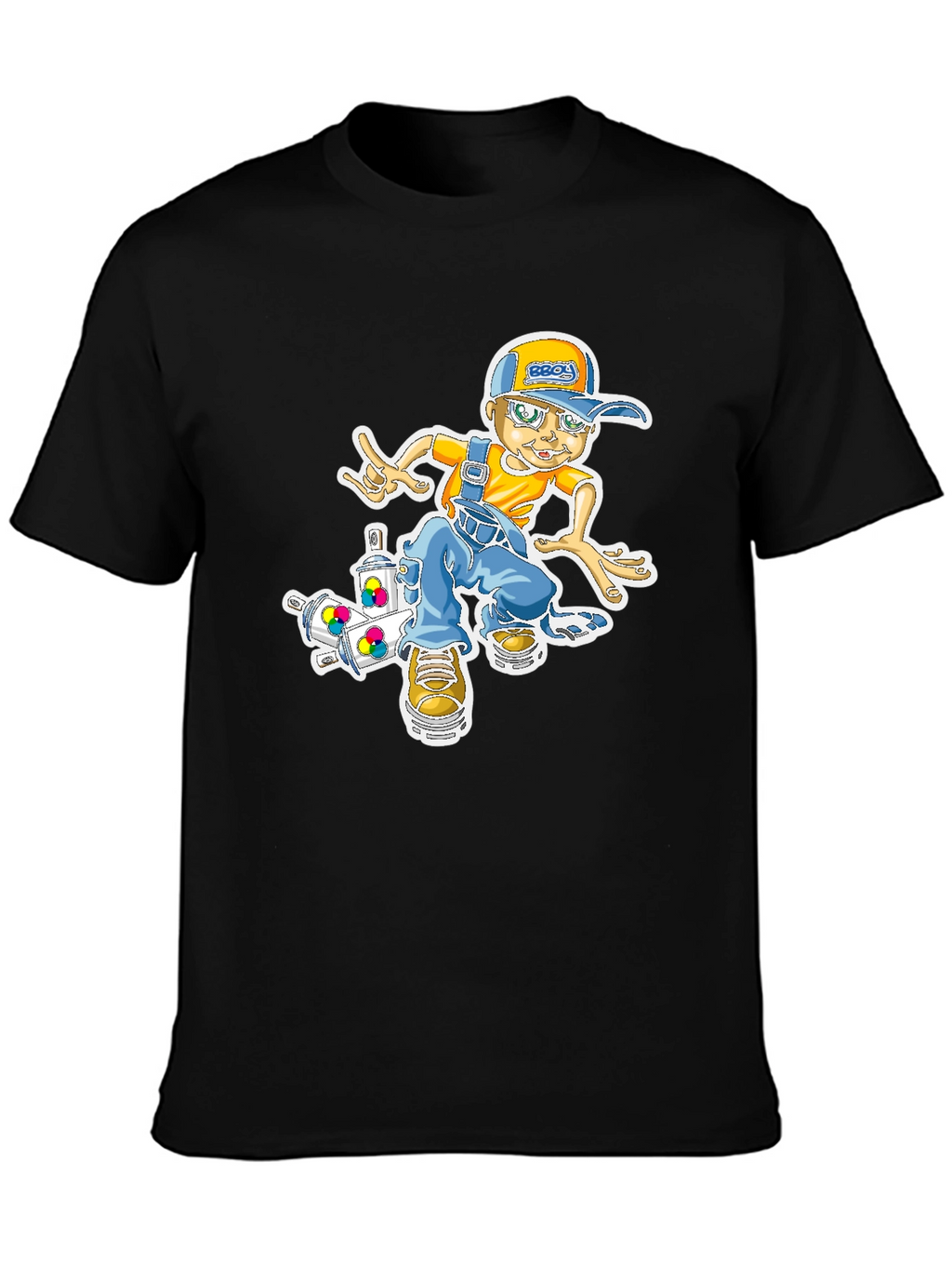 Cool Cartoon Boy on Skateboard Graphic T-Shirt