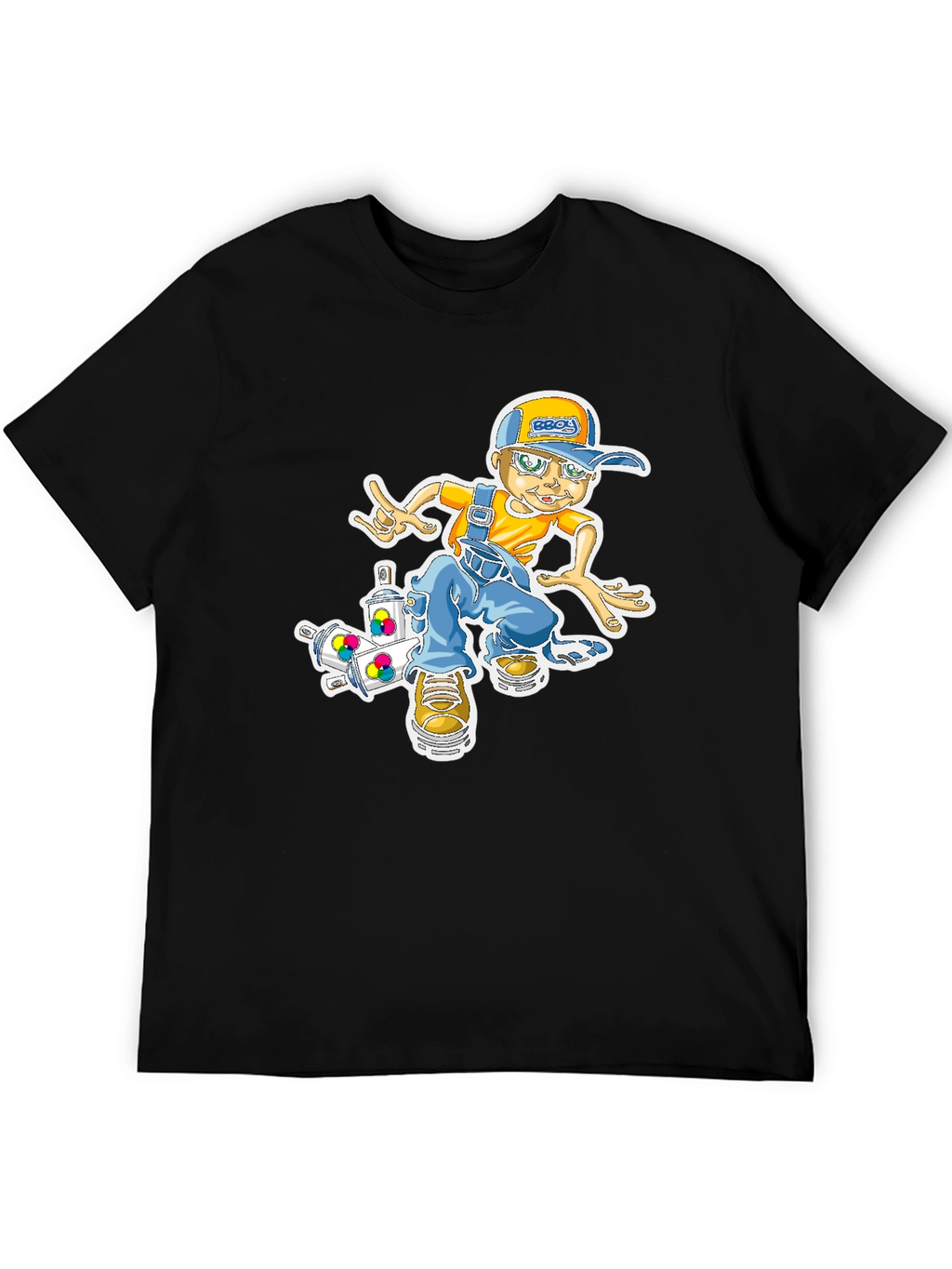 Cool Cartoon Boy on Skateboard Graphic T-Shirt