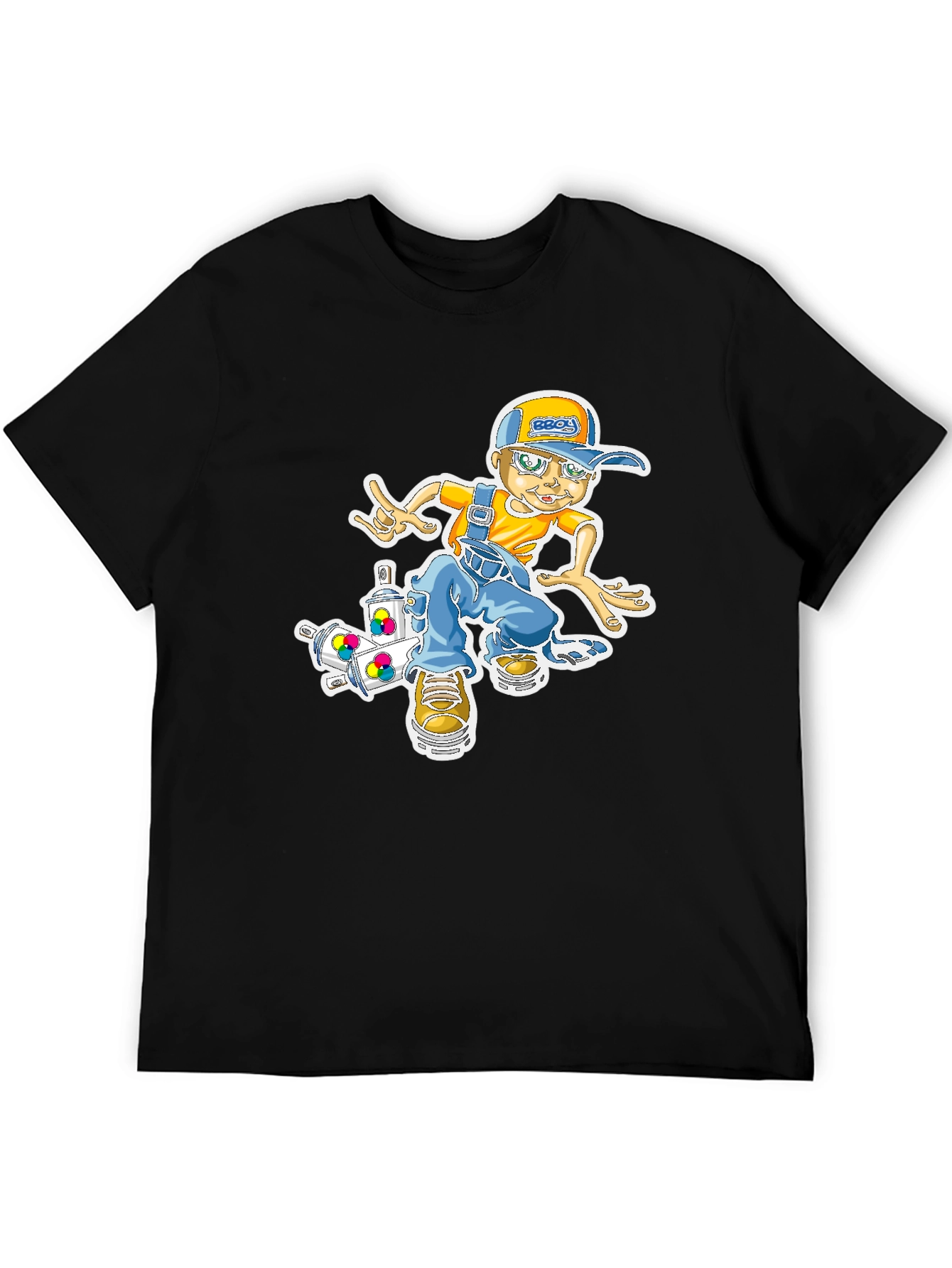 Cool Cartoon Boy on Skateboard Graphic T-Shirt