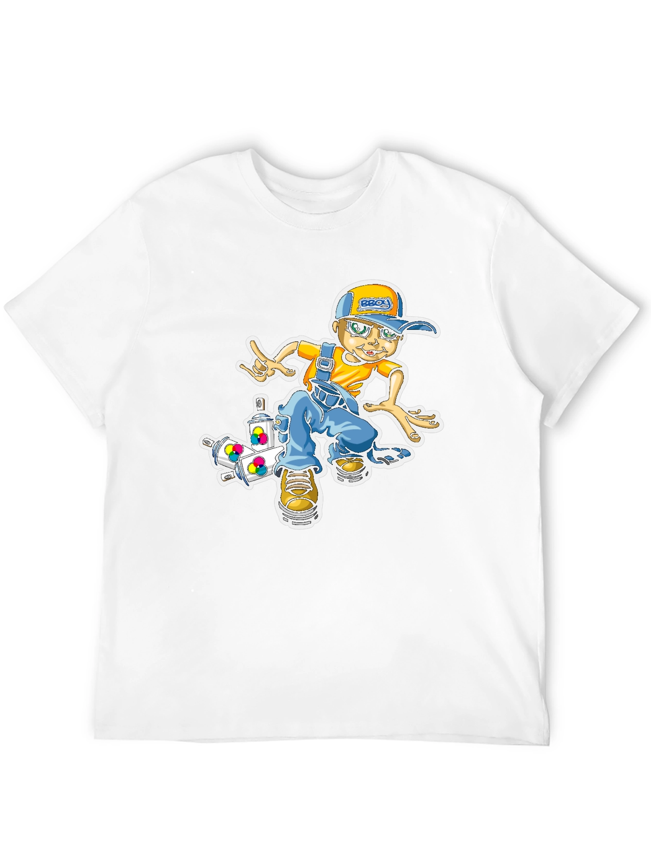 Cool Cartoon Boy on Skateboard Graphic T-Shirt