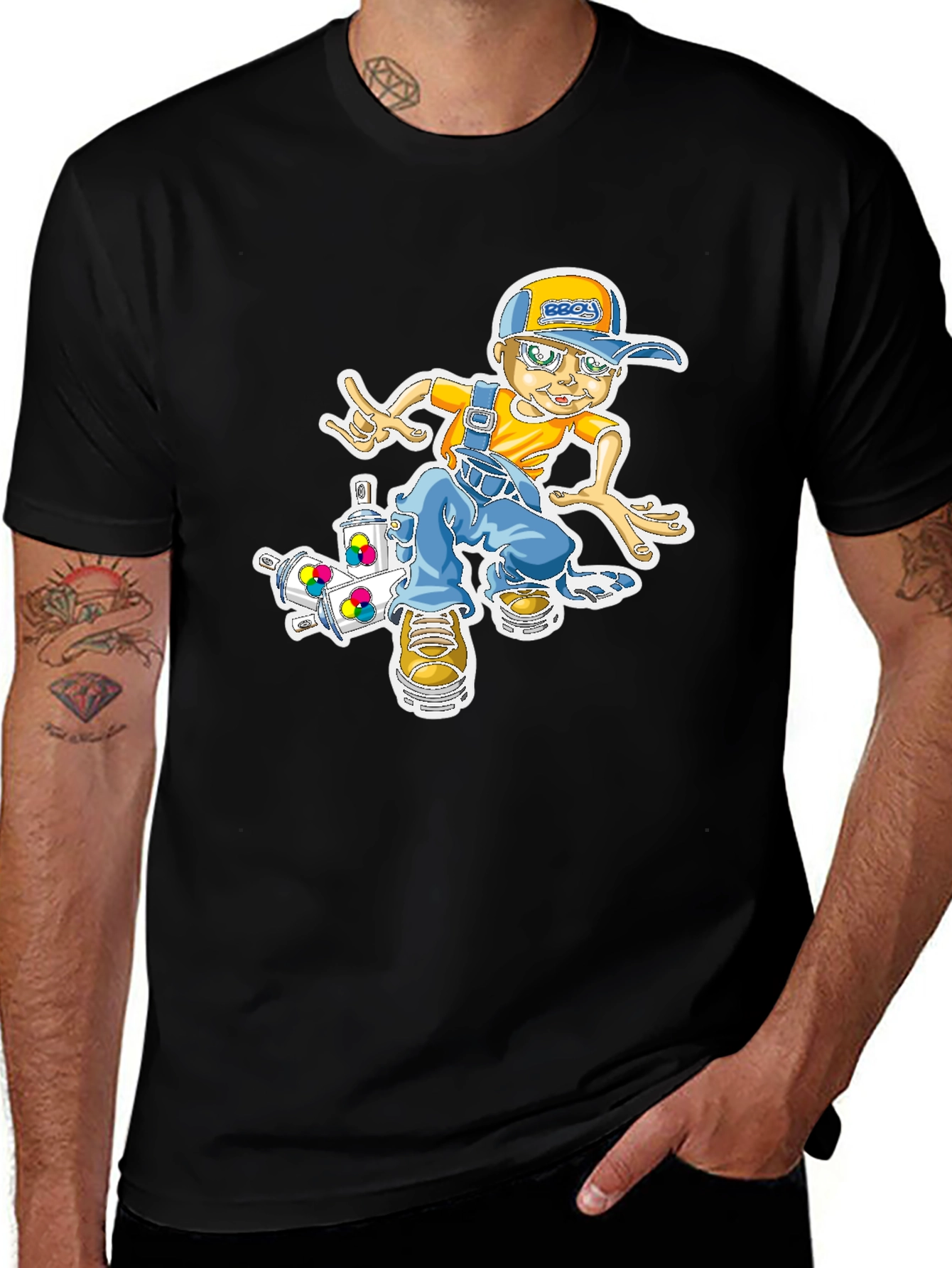 Cool Cartoon Boy on Skateboard Graphic T-Shirt