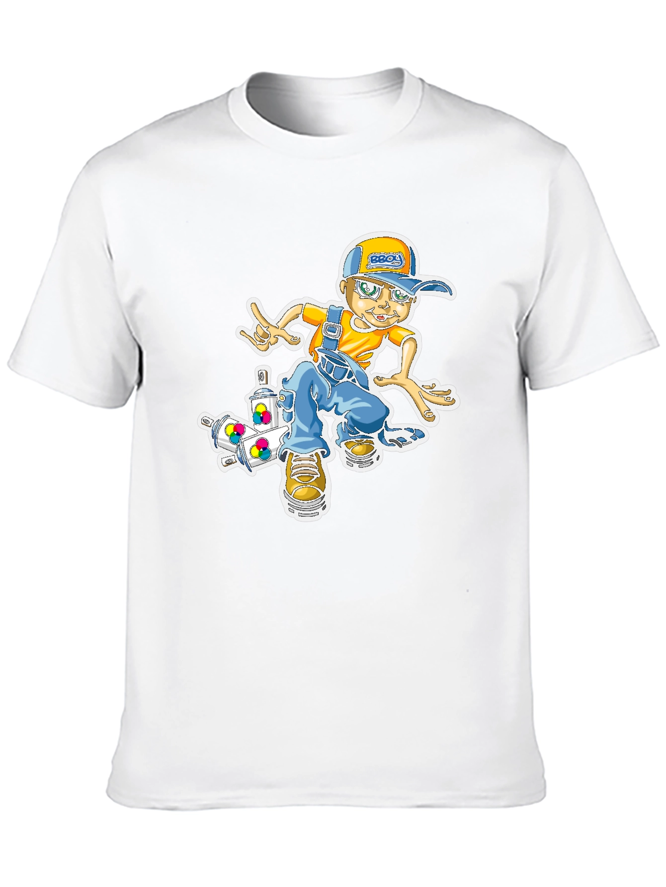 Cool Cartoon Boy on Skateboard Graphic T-Shirt