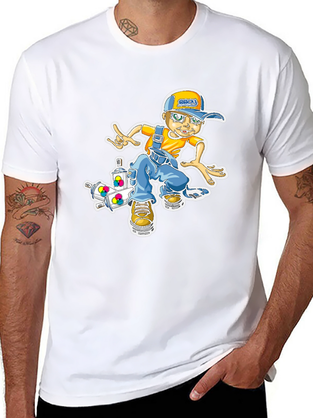 Cool Cartoon Boy on Skateboard Graphic T-Shirt