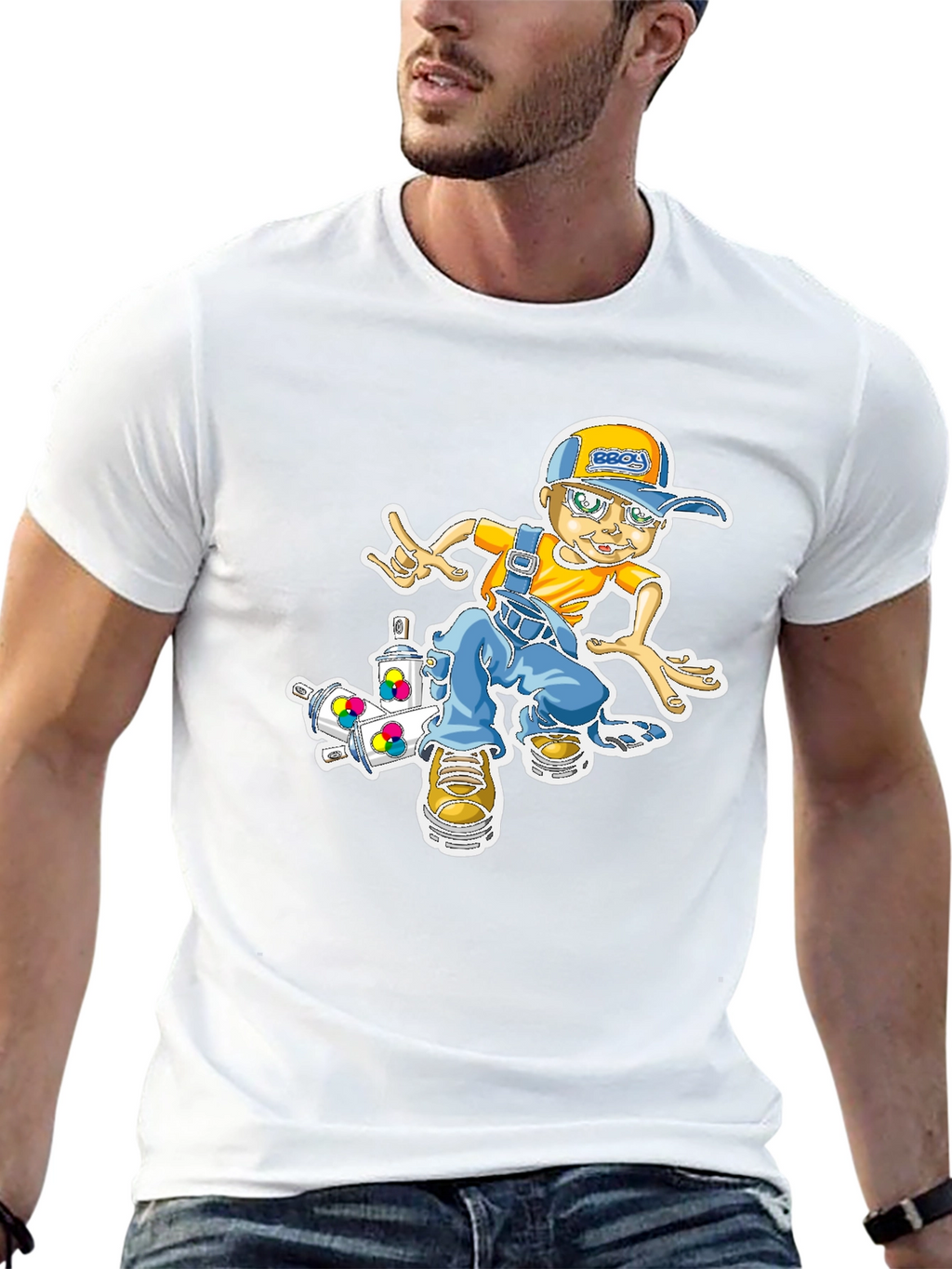 Cool Cartoon Boy on Skateboard Graphic T-Shirt
