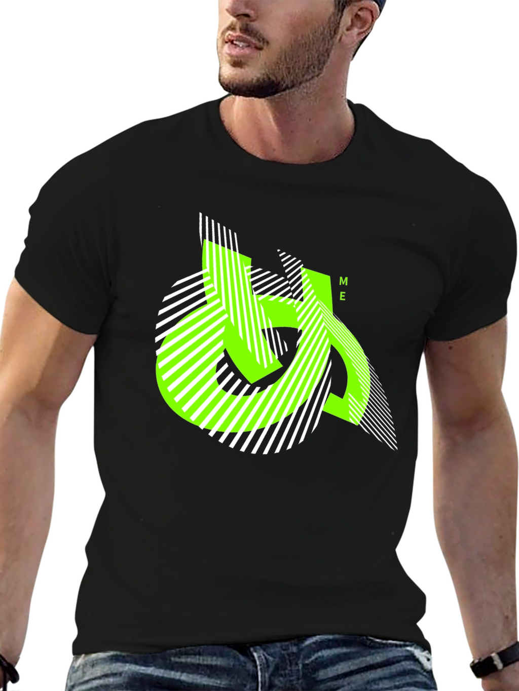 Urban Edge Tee - Geometric Neon Graphic