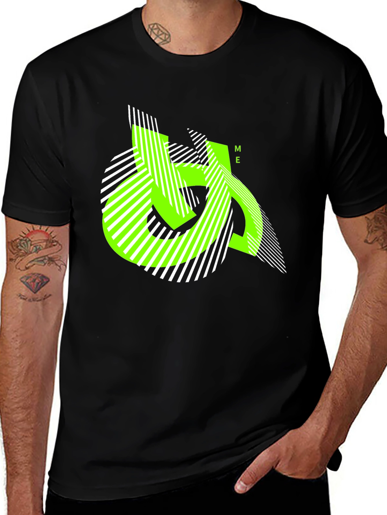 Urban Edge Tee - Geometric Neon Graphic