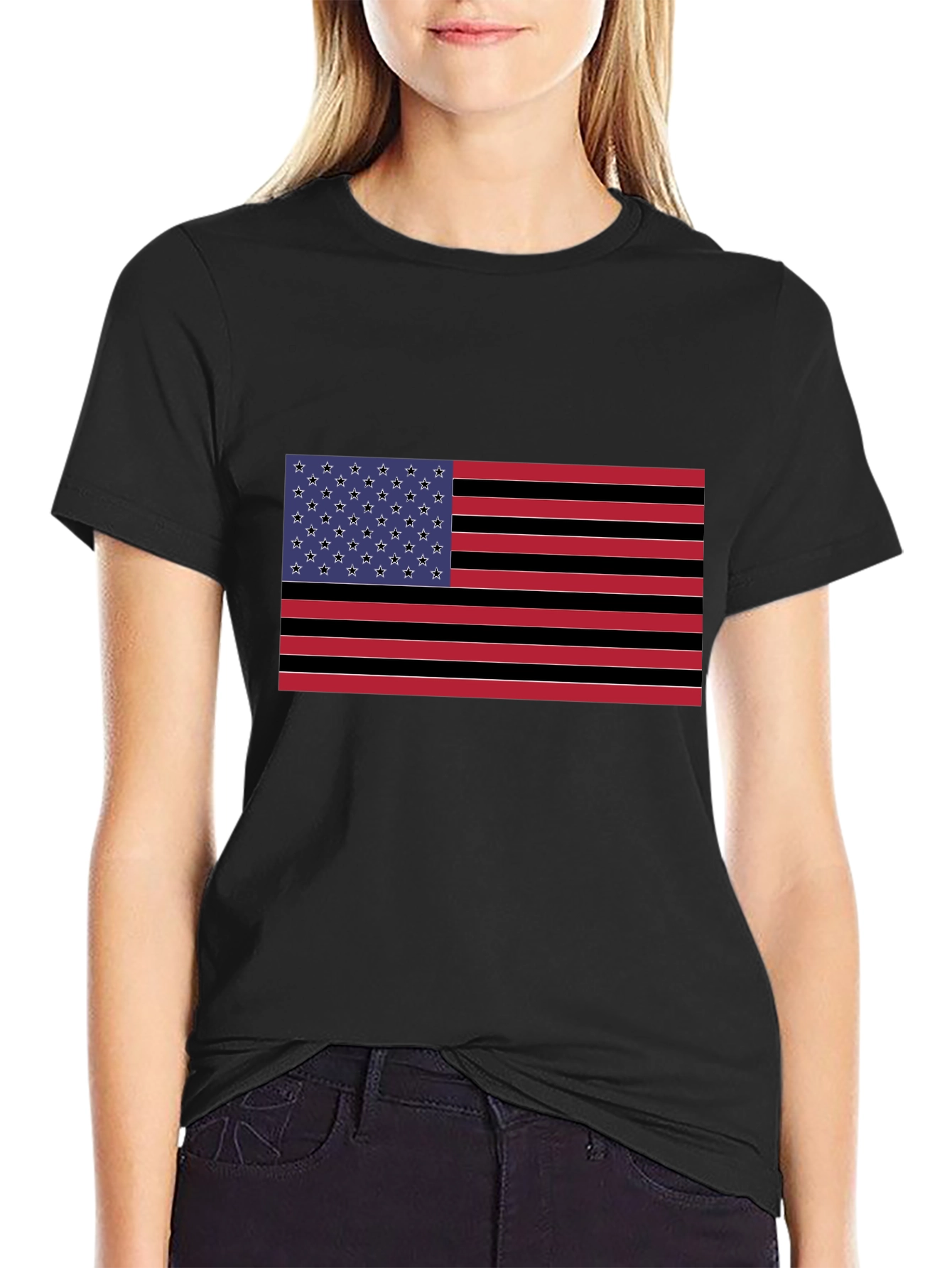 American Flag Graphic Black T-Shirt