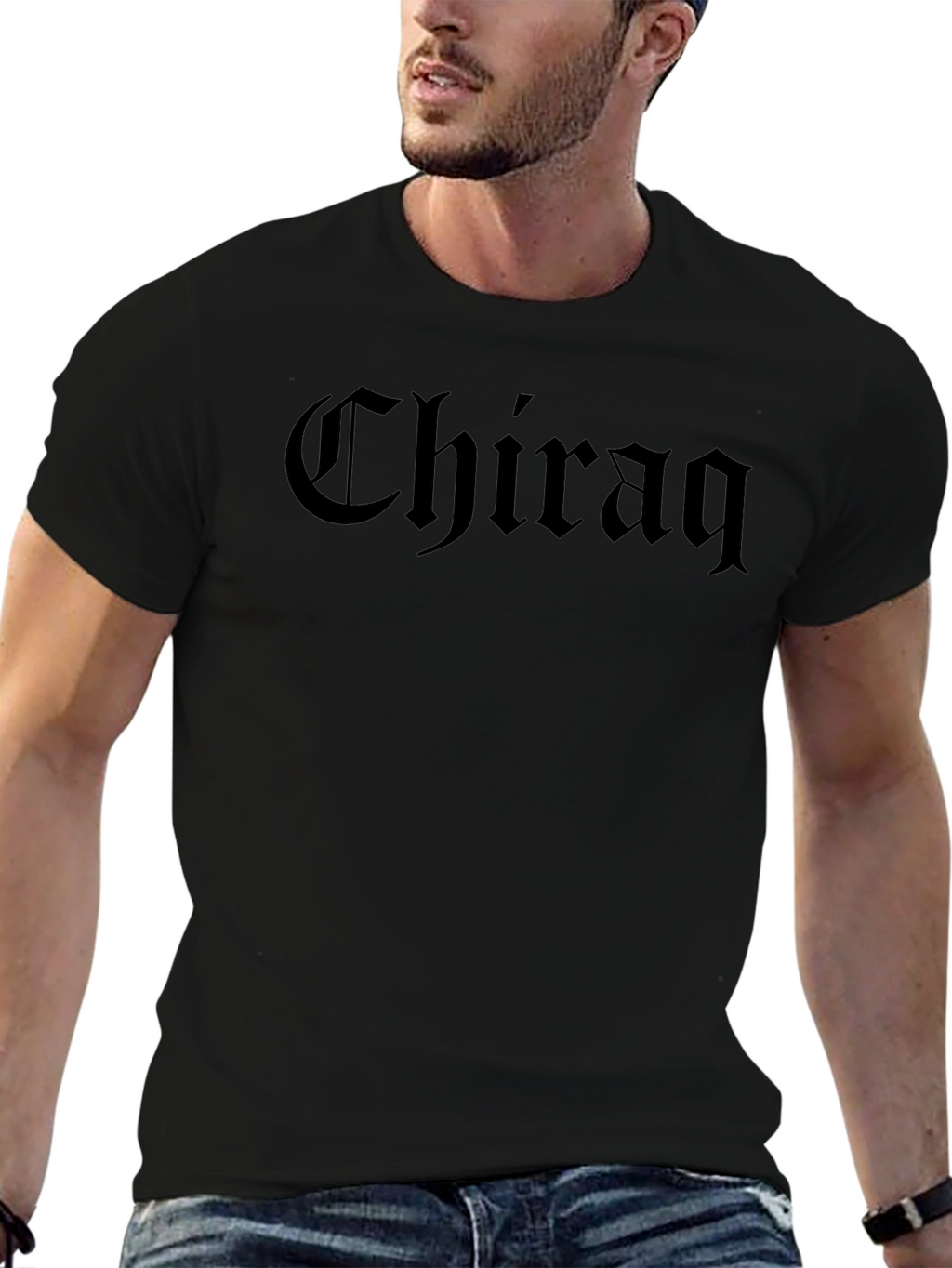 Chiraq Text Graphic Black T-Shirt