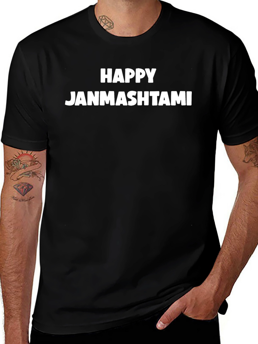 Happy Janmashtami Black T-Shirt
