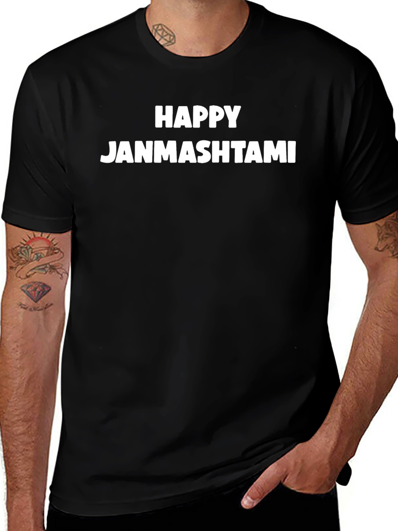 Happy Janmashtami Black T-Shirt