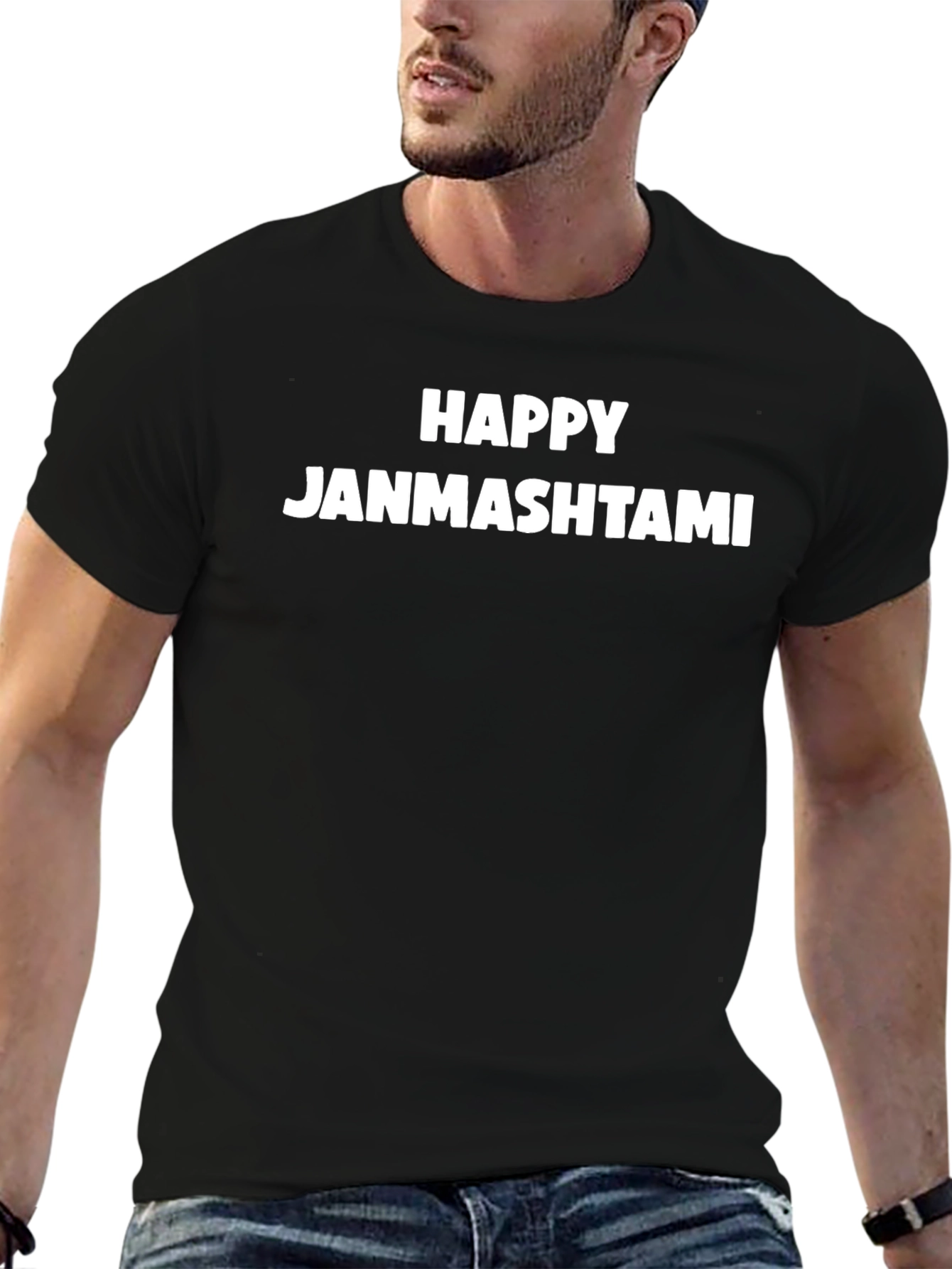 Happy Janmashtami Black T-Shirt