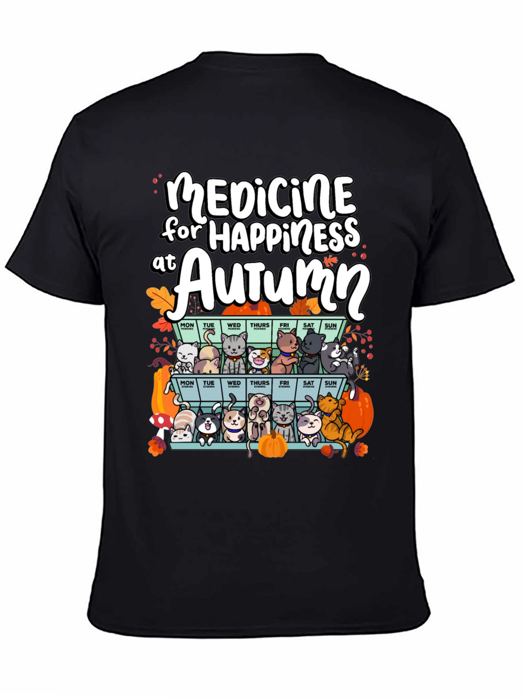 Autumn Cats Happiness Medicine T-Shirt