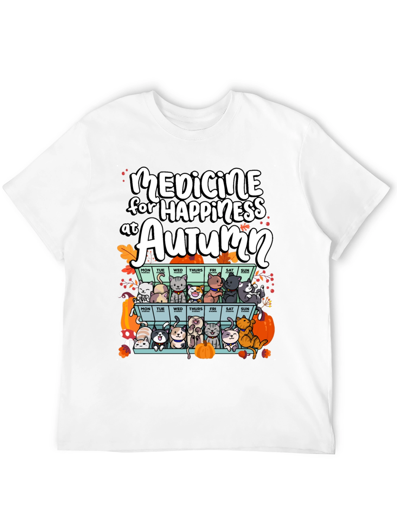 Autumn Cats Happiness Medicine T-Shirt