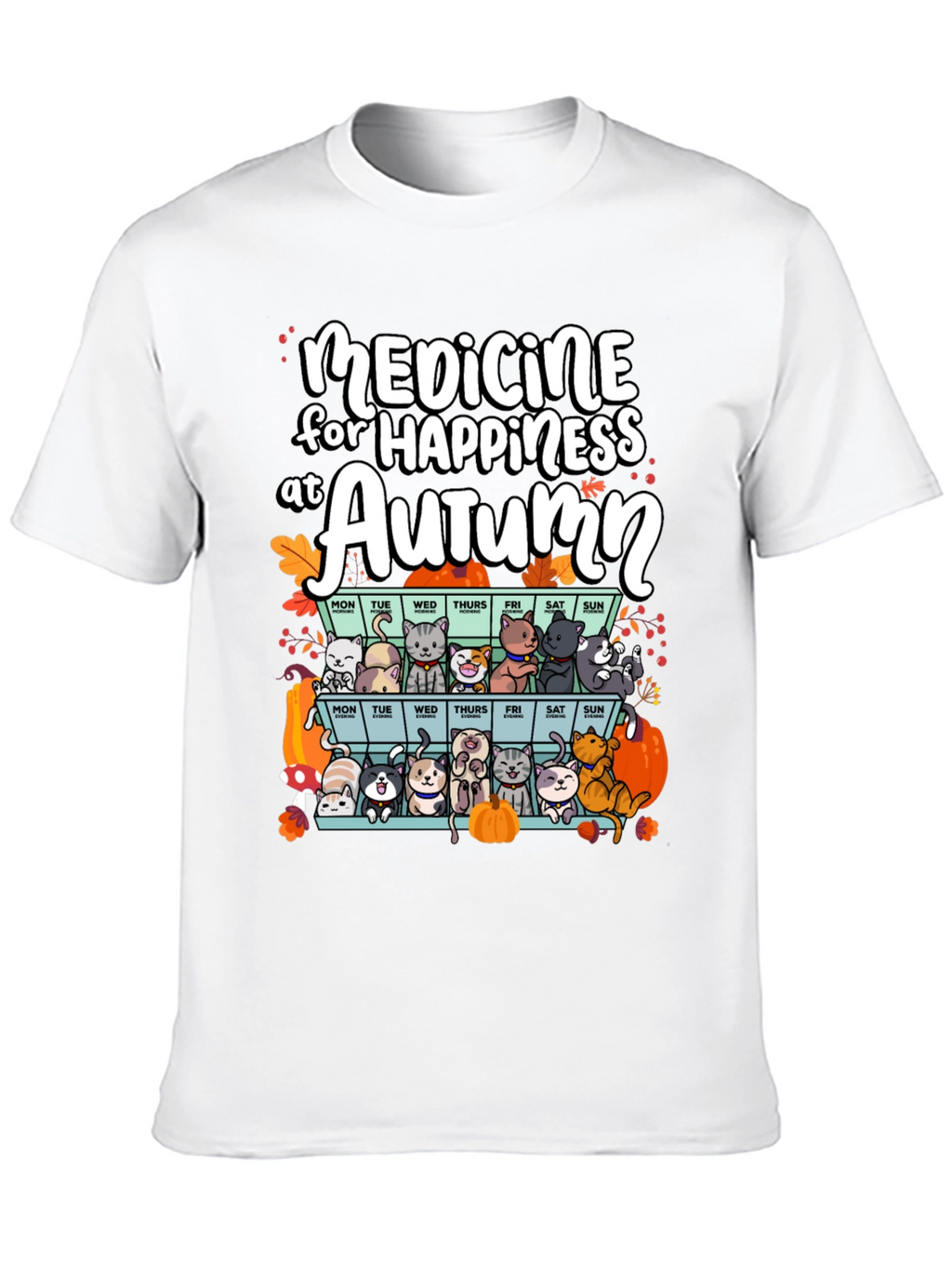 Autumn Cats Happiness Medicine T-Shirt