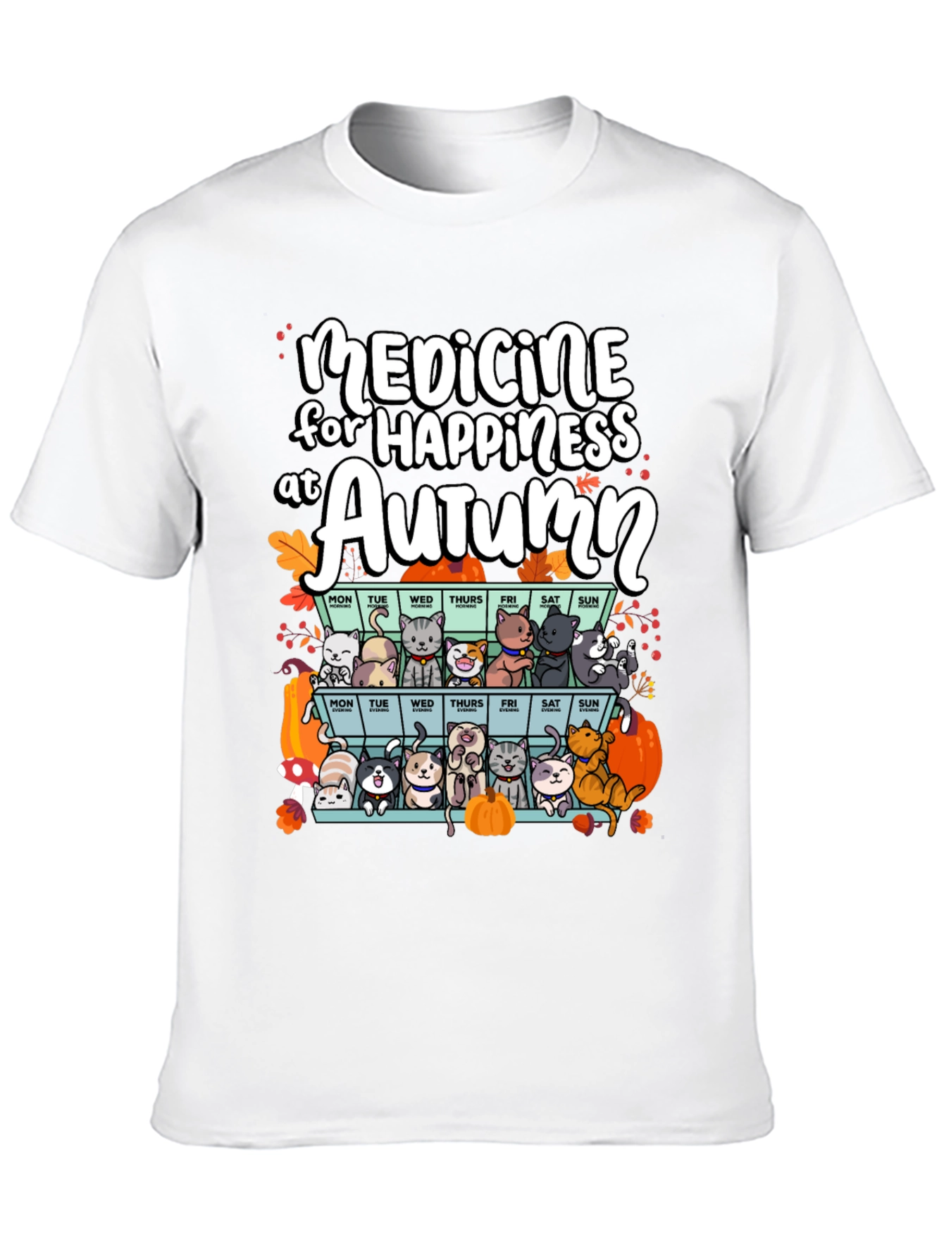 Autumn Cats Happiness Medicine T-Shirt