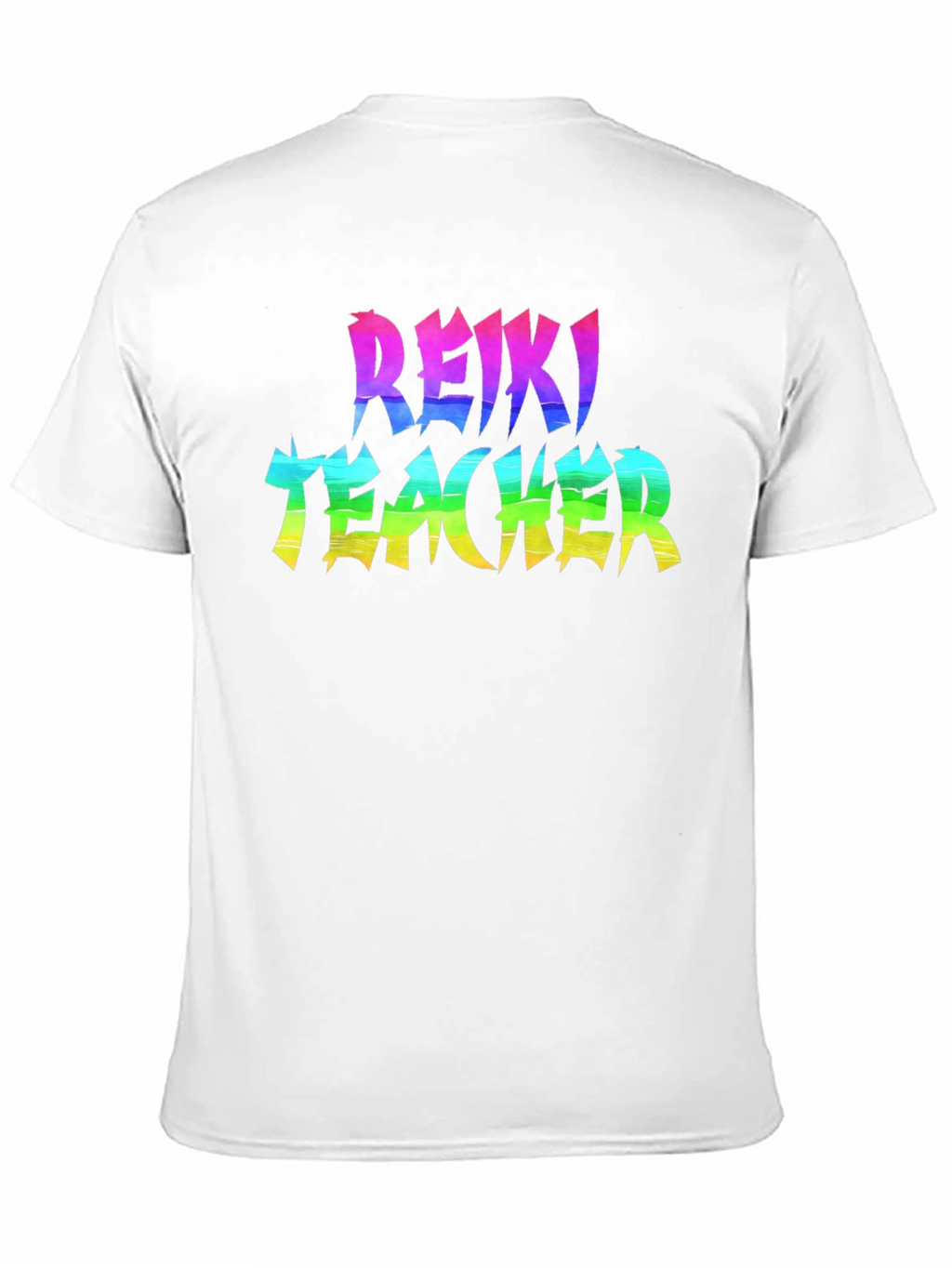 Reiki Teacher Rainbow Text Black T-Shirt