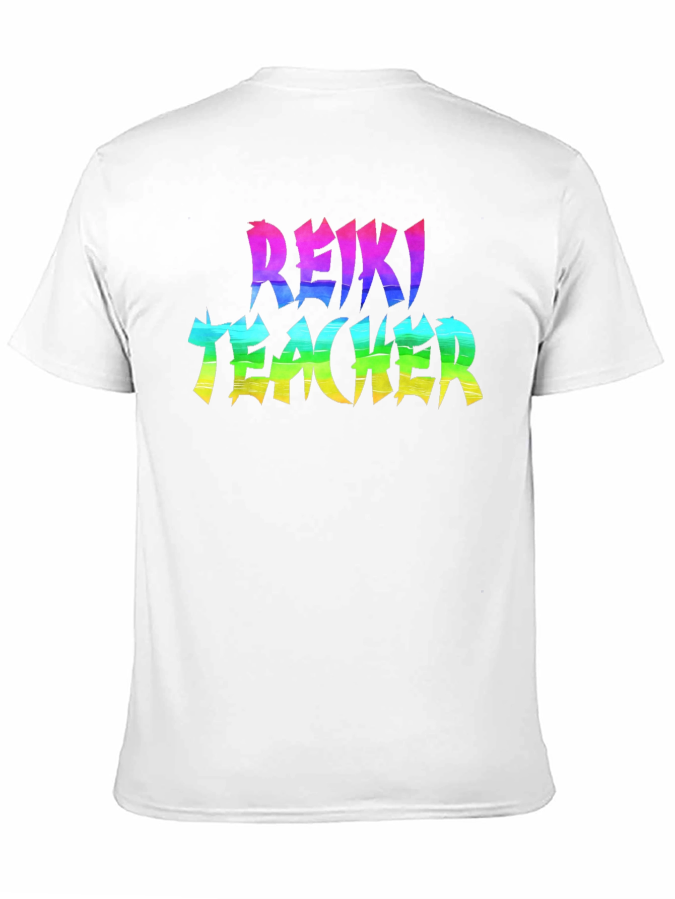 Reiki Teacher Rainbow Text Black T-Shirt