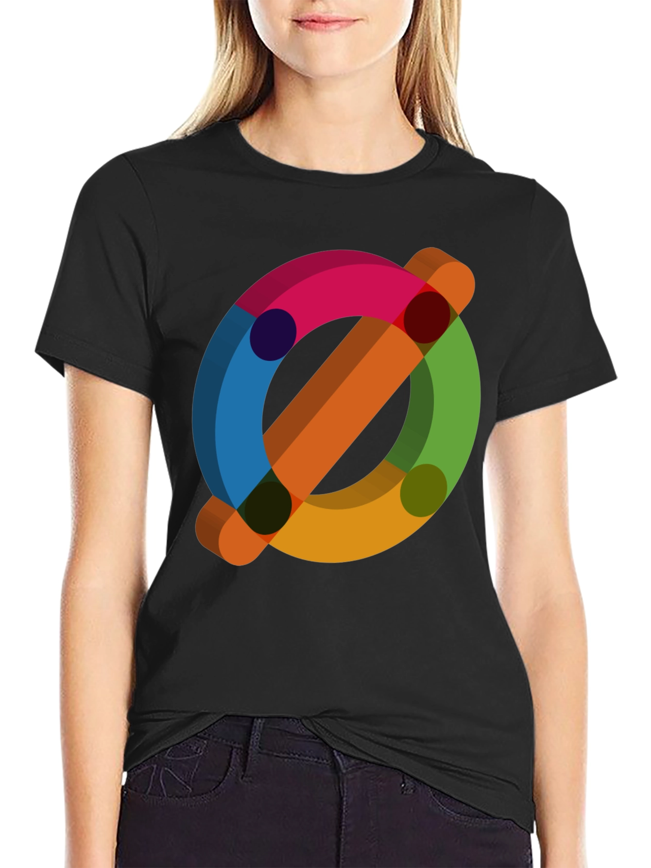 Abstract Geometric Graphic Print T-Shirt - Modern Casual Wear