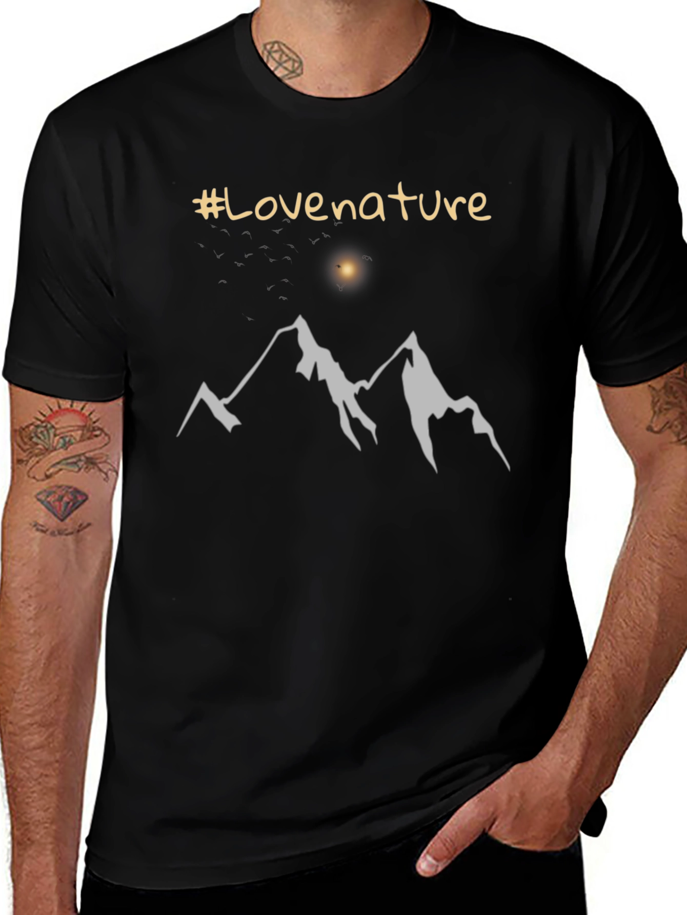 Love Nature Mountain Graphic Tee - Black