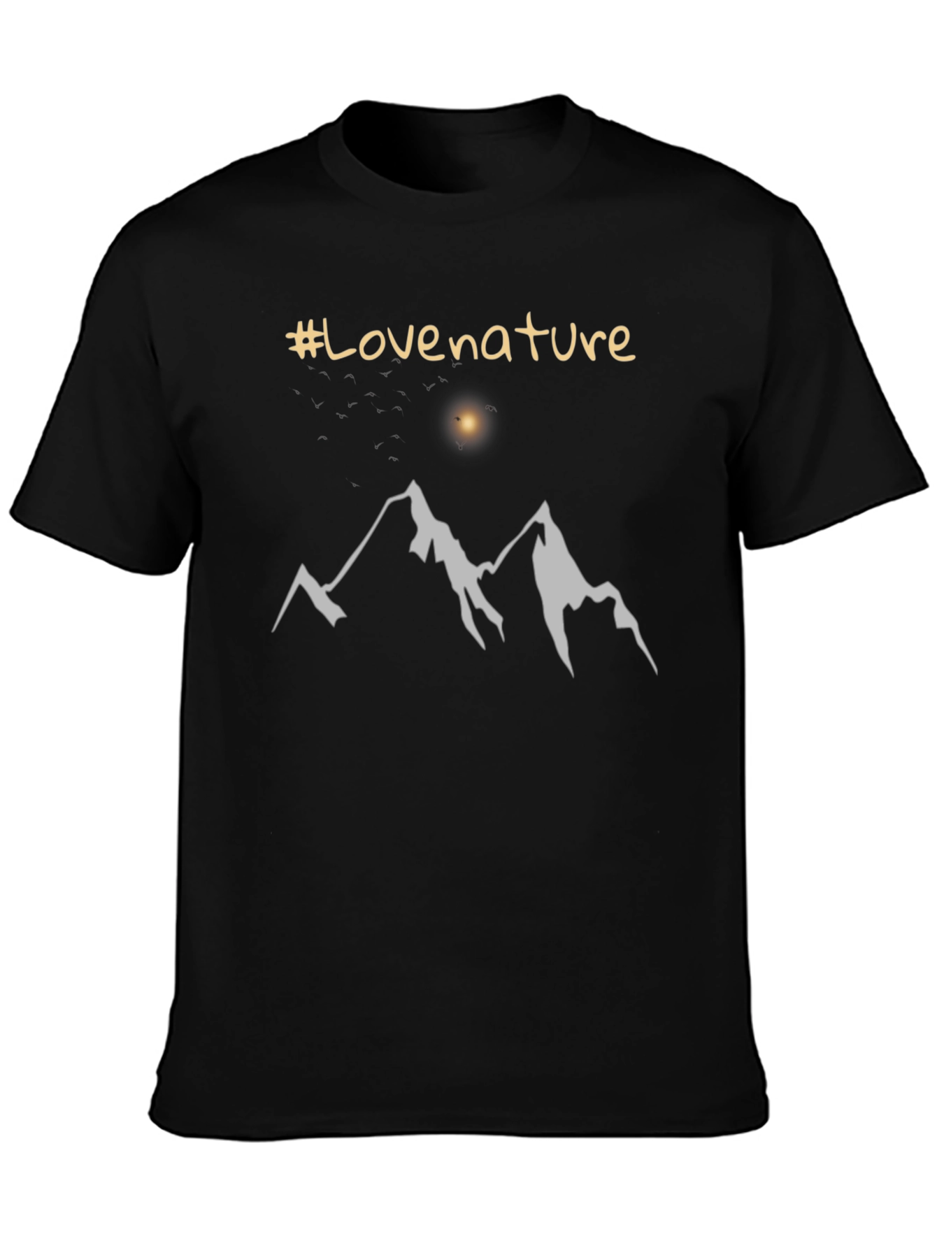 Love Nature Mountain Graphic Tee - Black
