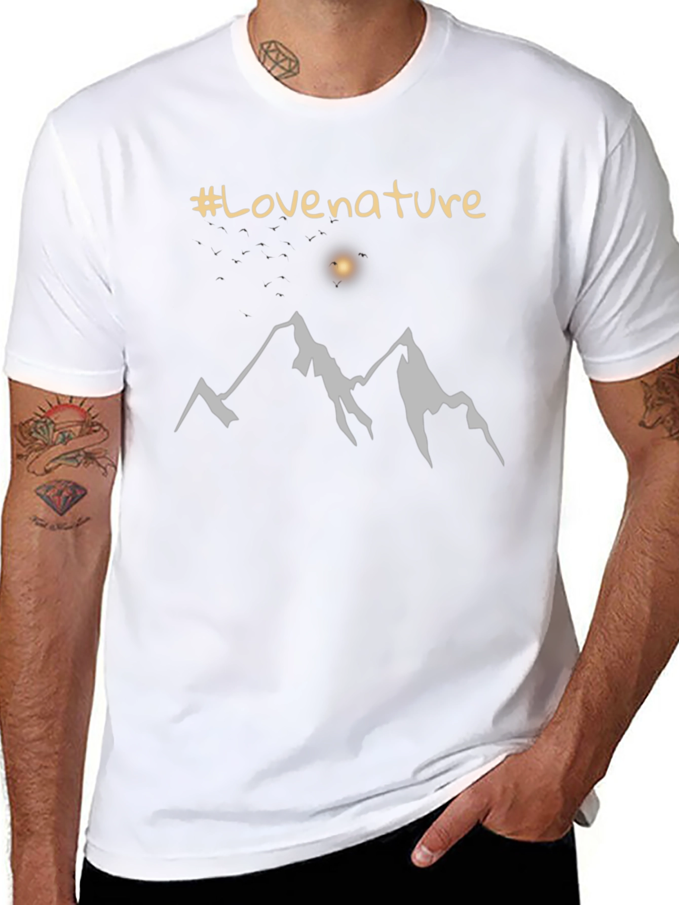 Love Nature Mountain Graphic Tee - Black