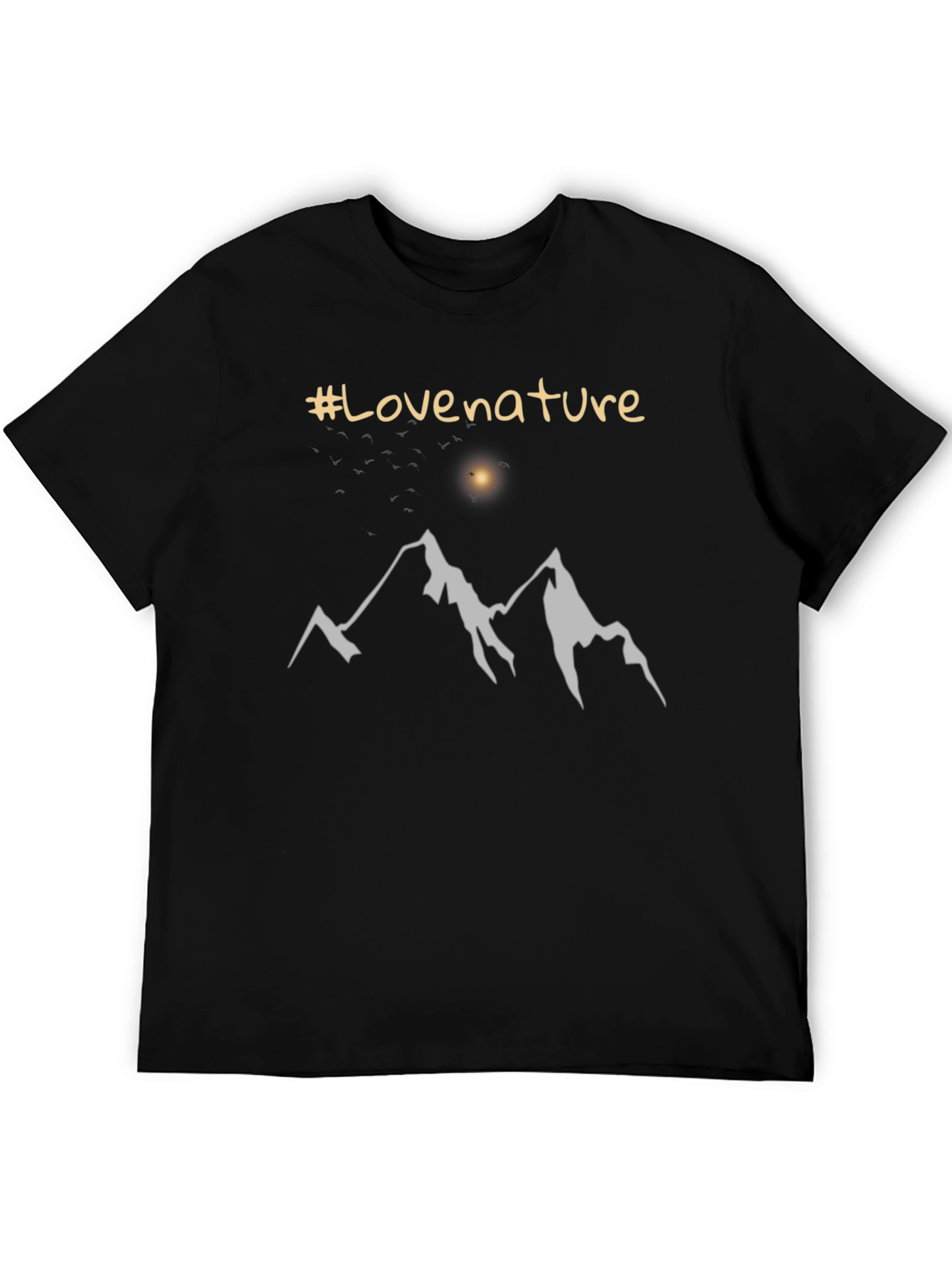Love Nature Mountain Graphic Tee - Black