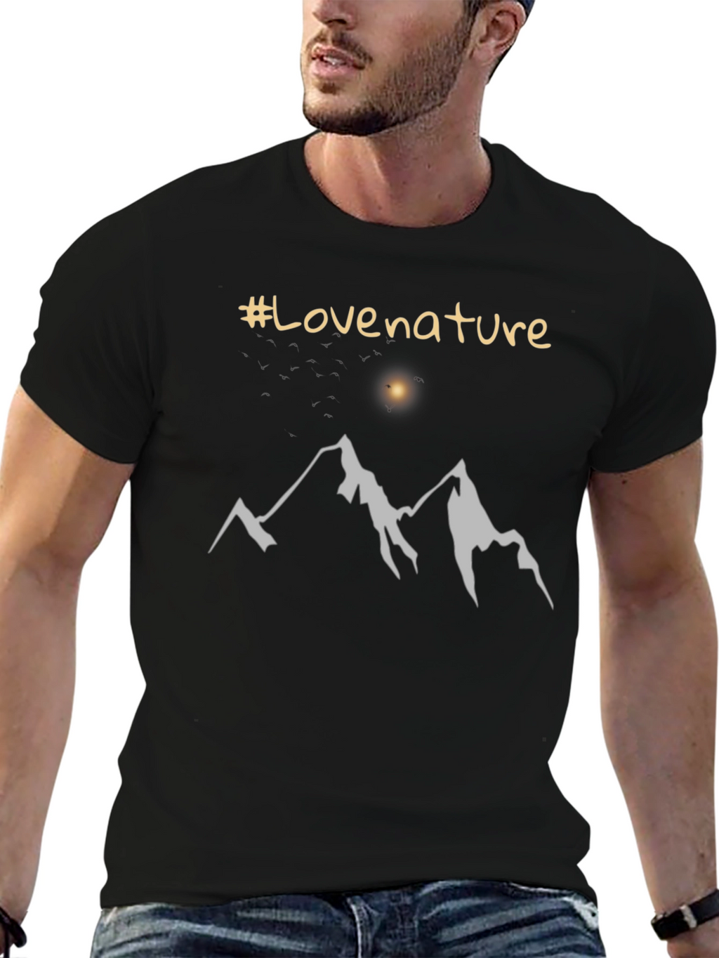 Love Nature Mountain Graphic Tee - Black
