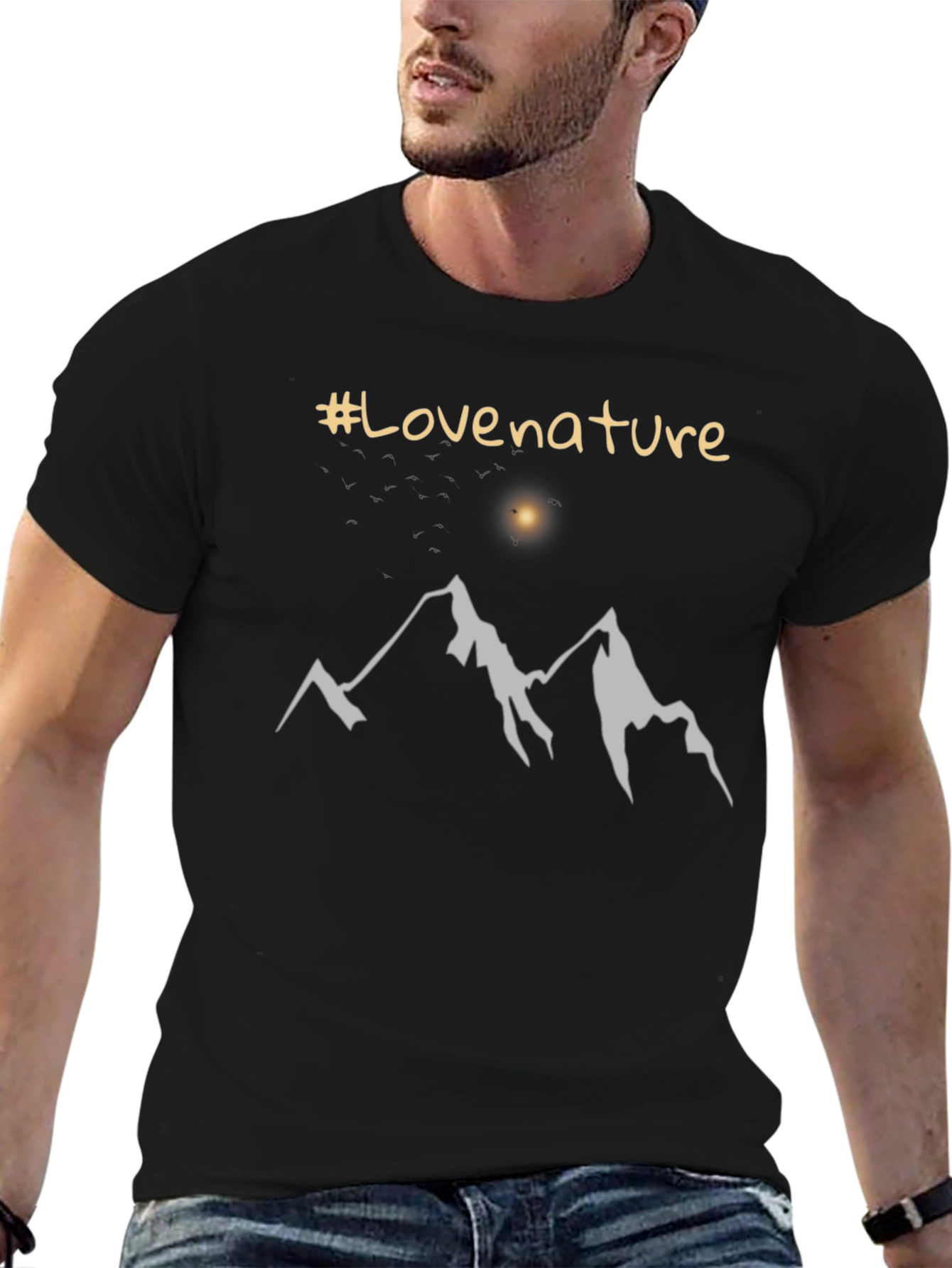Love Nature Mountain Graphic Tee - Black