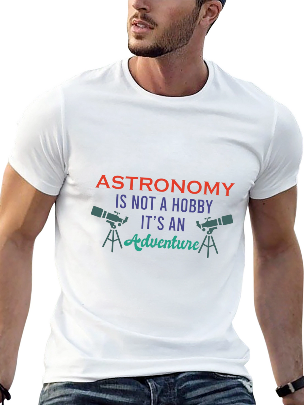 Astronomy Adventure Graphic Tee - Black Cotton