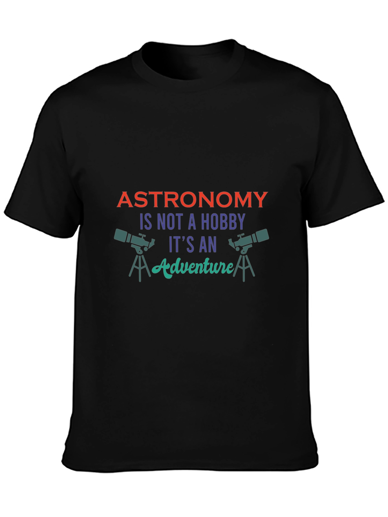 Astronomy Adventure Graphic Tee - Black Cotton
