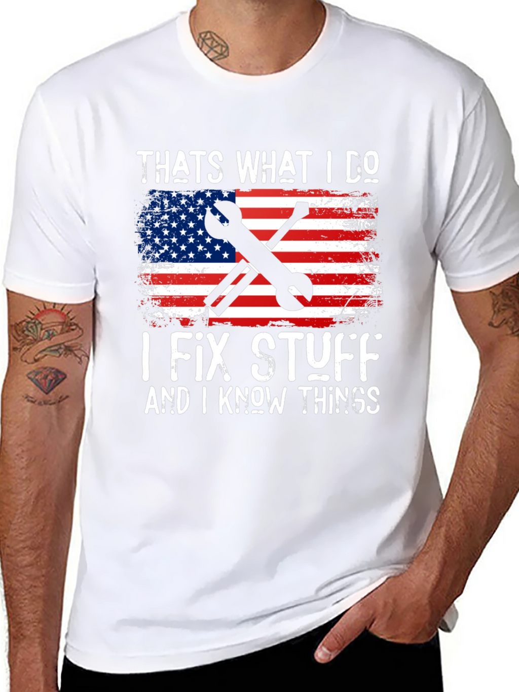 I Fix Stuff American Flag Graphic T-Shirt