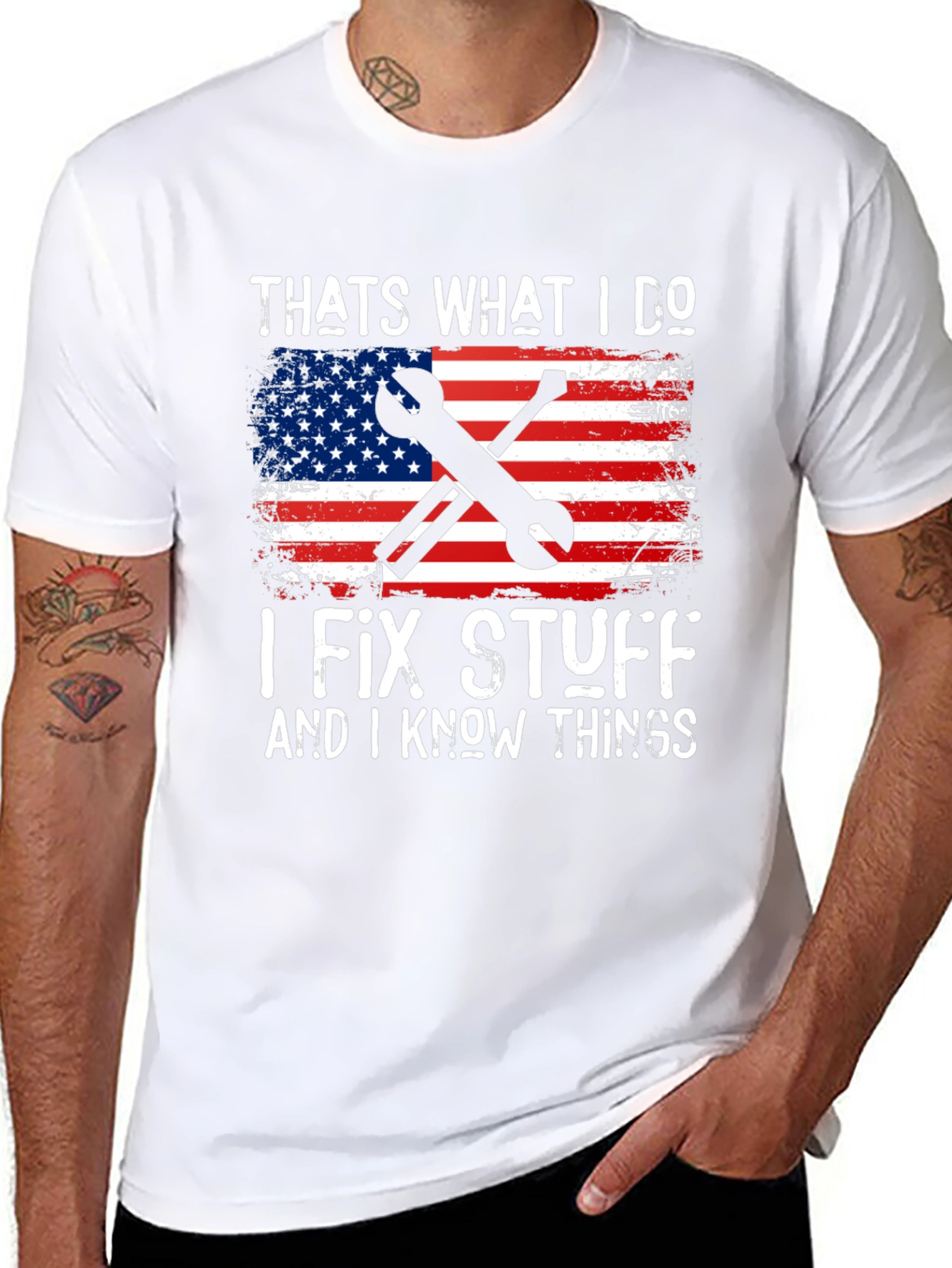 I Fix Stuff American Flag Graphic T-Shirt