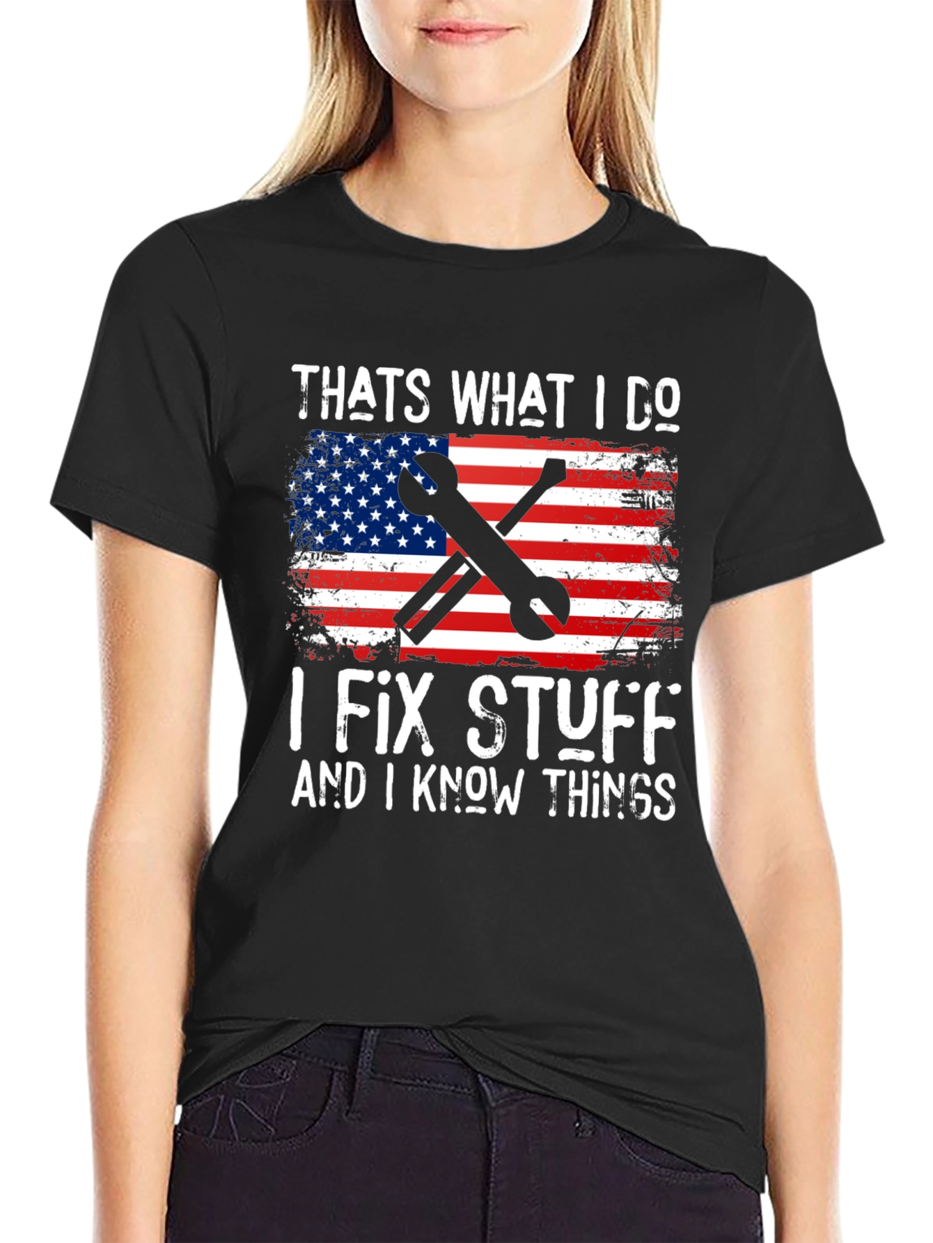 I Fix Stuff American Flag Graphic T-Shirt