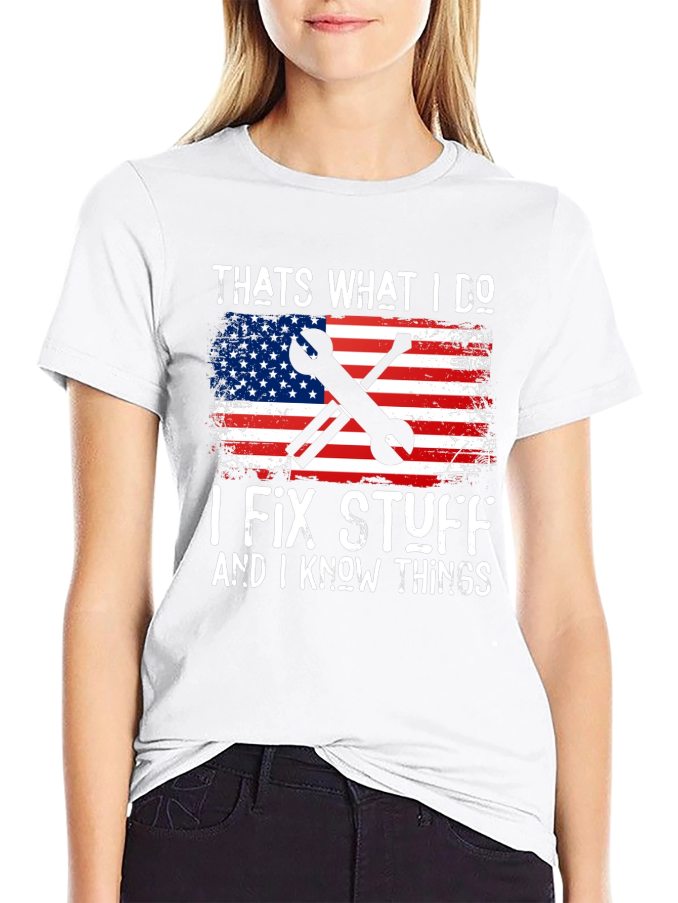 I Fix Stuff American Flag Graphic T-Shirt