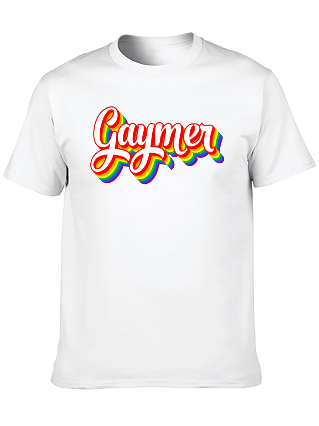 Gaymer Pride T-Shirt - Rainbow Text Design