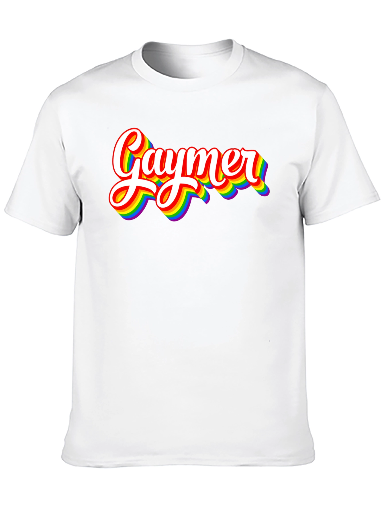 Gaymer Pride T-Shirt - Rainbow Text Design