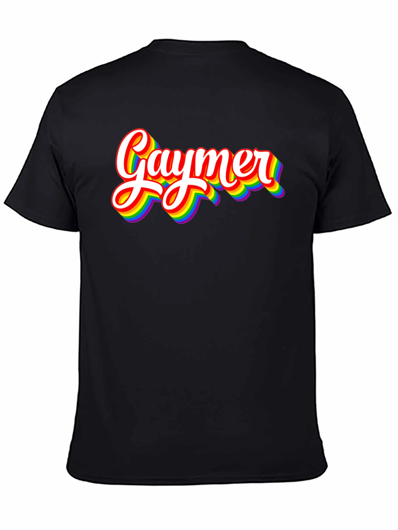 Gaymer Pride T-Shirt - Rainbow Text Design