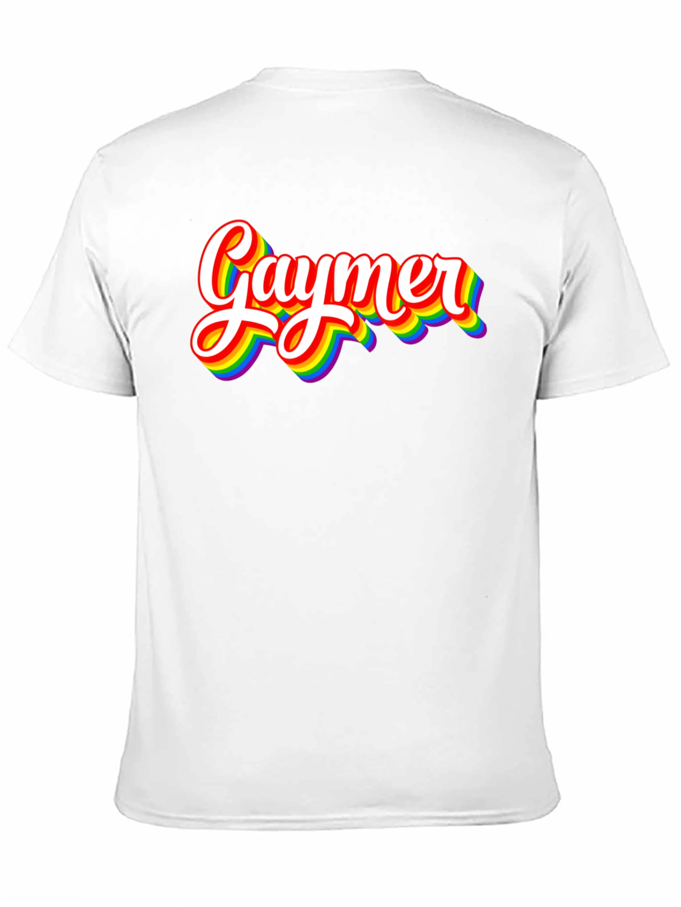 Gaymer Pride T-Shirt - Rainbow Text Design